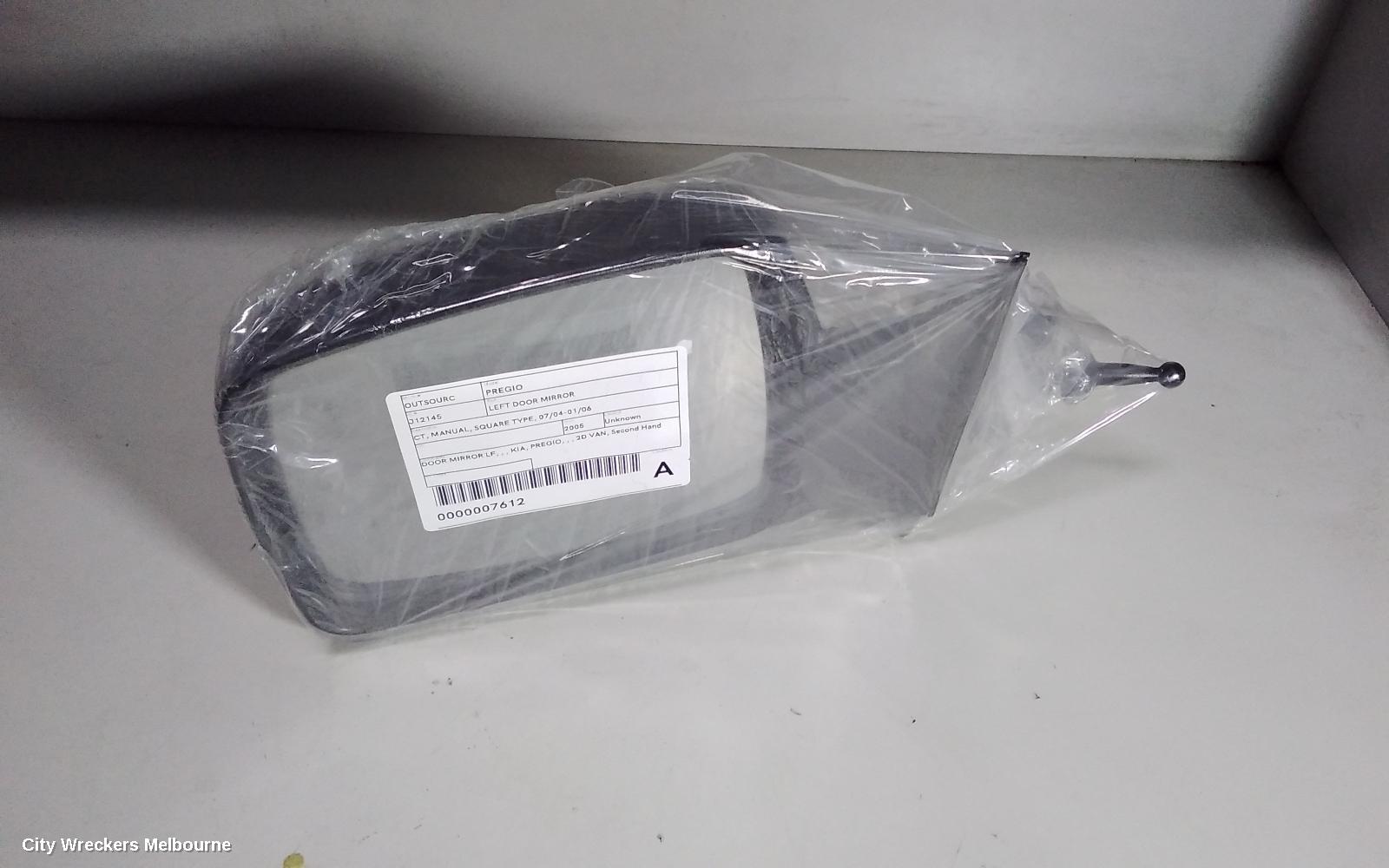 KIA PREGIO LEFT DOOR MIRROR, CT, MANUAL, SQUARE TYPE, 07/2004 - 01/2006