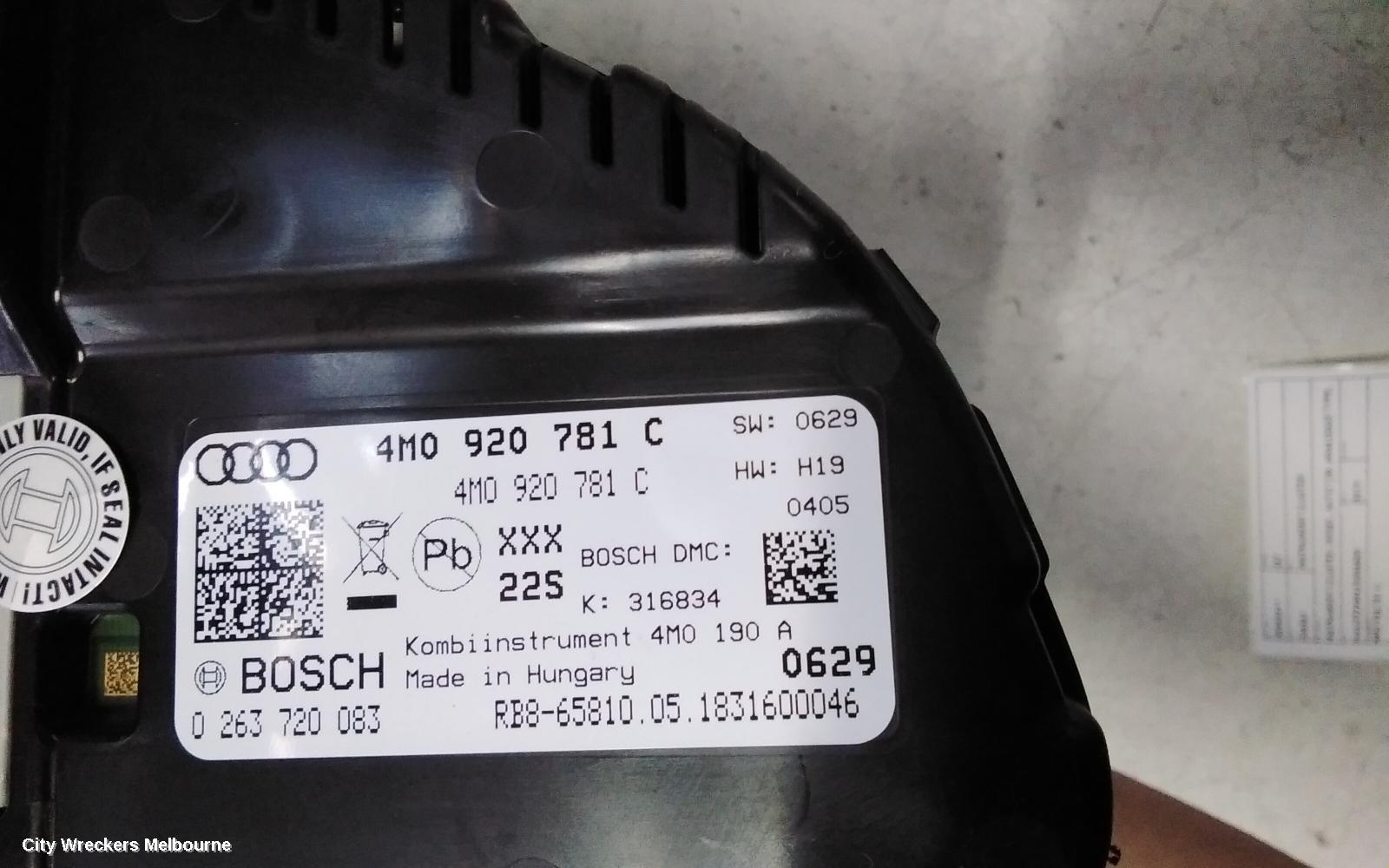 AUDI Q7 INSTRUMENT CLUSTER, INSTRUMENT CLUSTER, DIESEL, AUTO T/M, ANALOGUE TYPE, P/N 4M0920771, 4M, 09/2015 - 03/2020