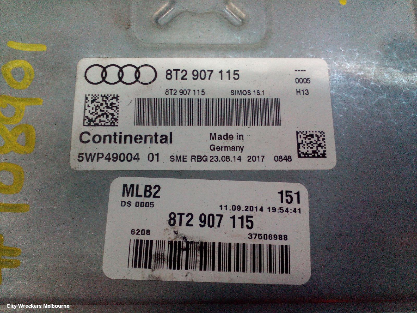 AUDI A4 ECU, ENGINE ECU, 2.0, PETROL, ECU ONLY, P/N 8T2907115, B8 8K, 02/2008 - 01/2016