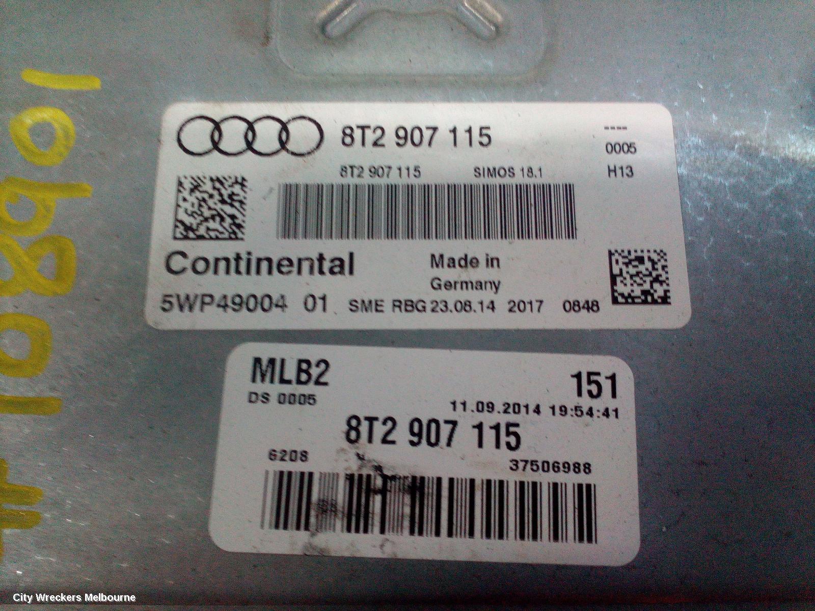 AUDI A4 ECU, ENGINE ECU, 2.0, PETROL, ECU ONLY, P/N 8T2907115, B8 8K, 02/2008 - 01/2016