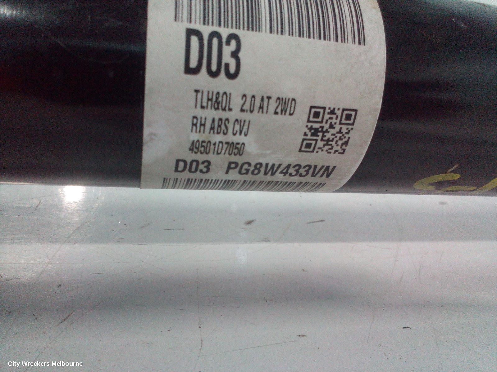 HYUNDAI TUCSON RIGHT DRIVESHAFT, FRONT, 2.0, G4NA, PETROL, AUTO T/M, TL, 07/2015 - 01/2021
