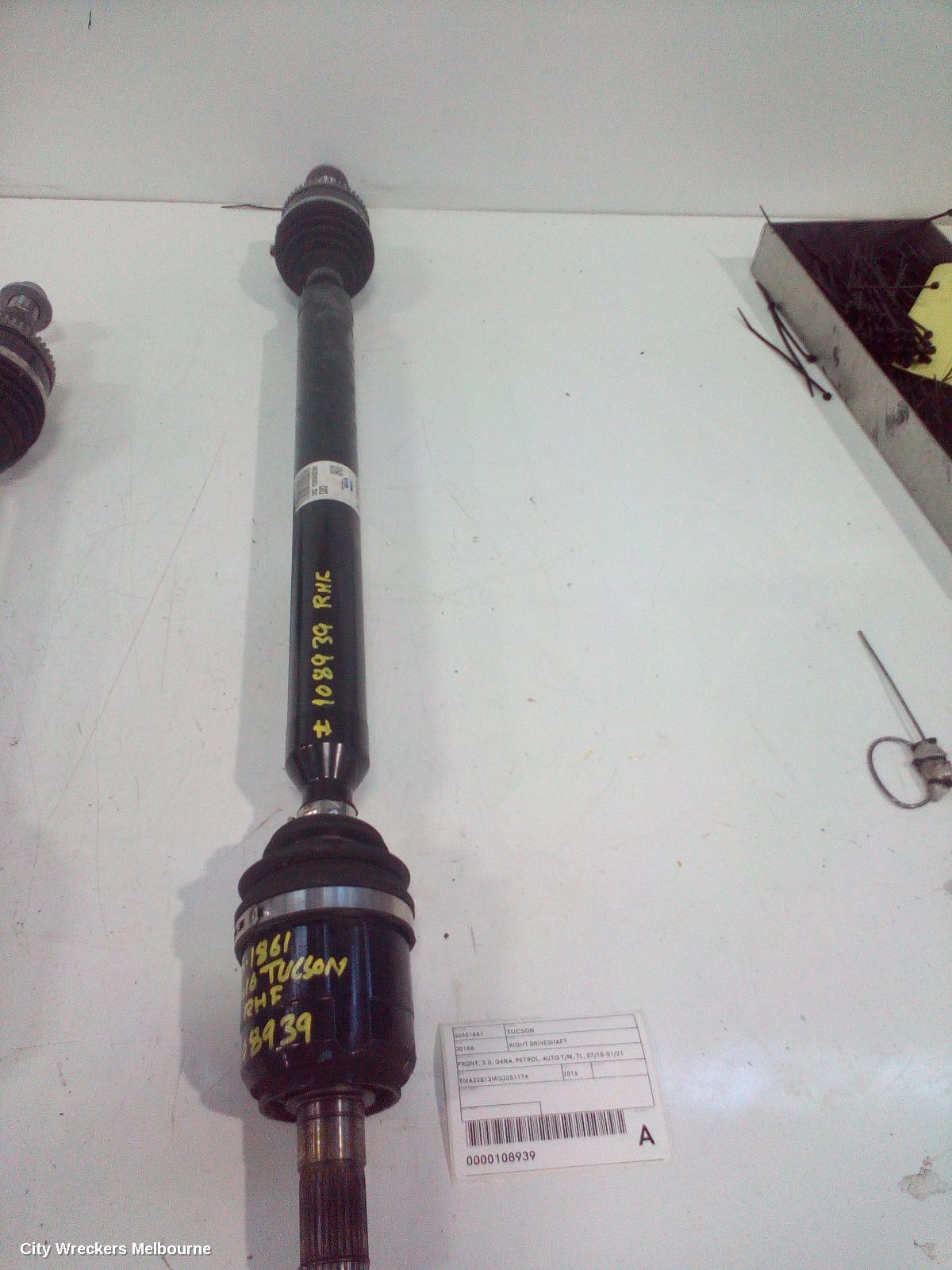 HYUNDAI TUCSON RIGHT DRIVESHAFT, FRONT, 2.0, G4NA, PETROL, AUTO T/M, TL, 07/2015 - 01/2021