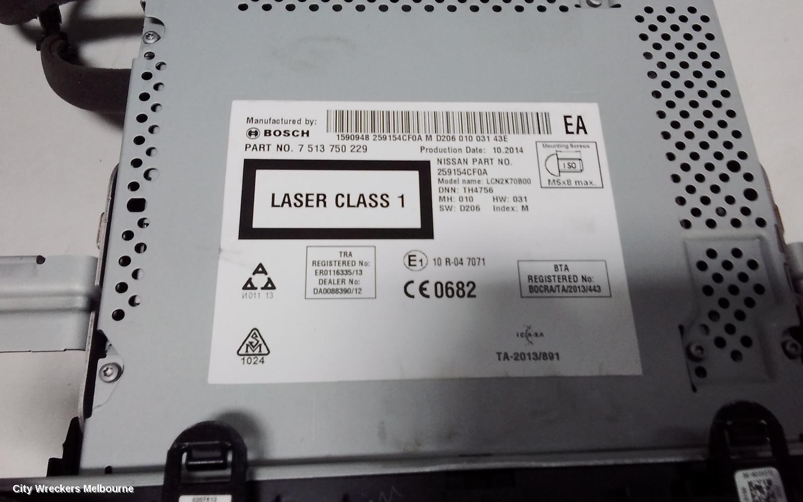 NISSAN XTRAIL RADIO/CD/DVD/SAT/TV, CD/MP3/NAVIGATION UNIT, T32, 03/2014 ONWARDS