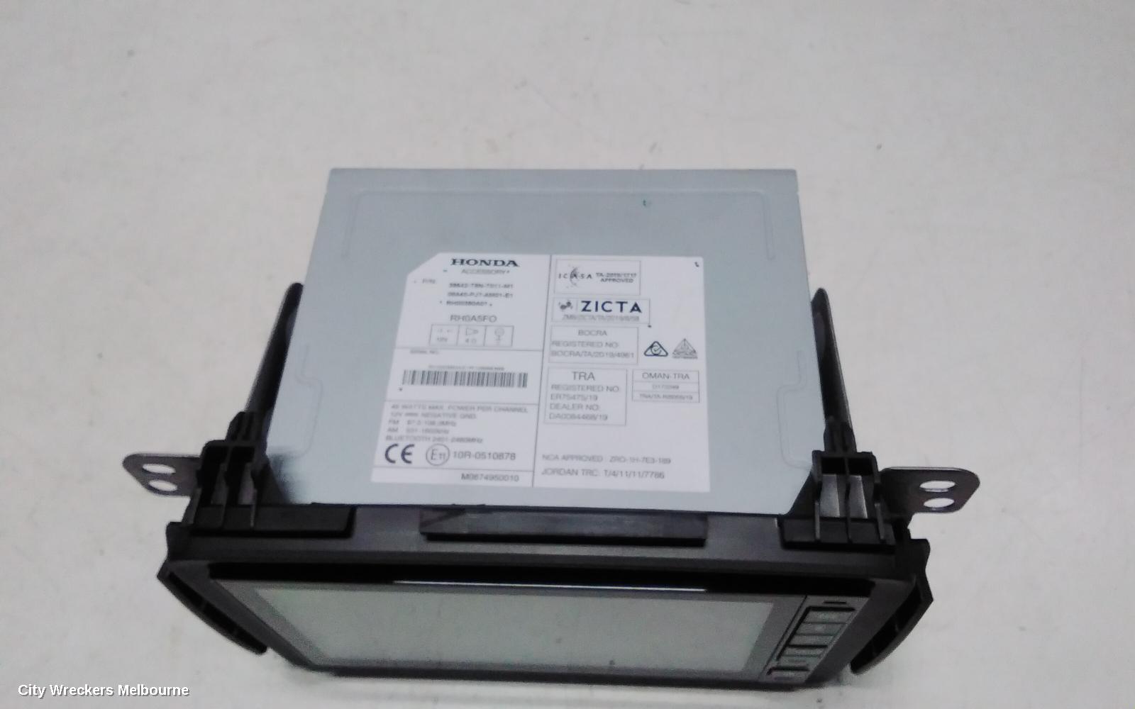 HONDA HRV RADIO/CD/DVD/SAT/TV, 7IN TOUCHSCREEN, W/ SAT NAV TYPE, RU5, 05/2017 - 10/2021
