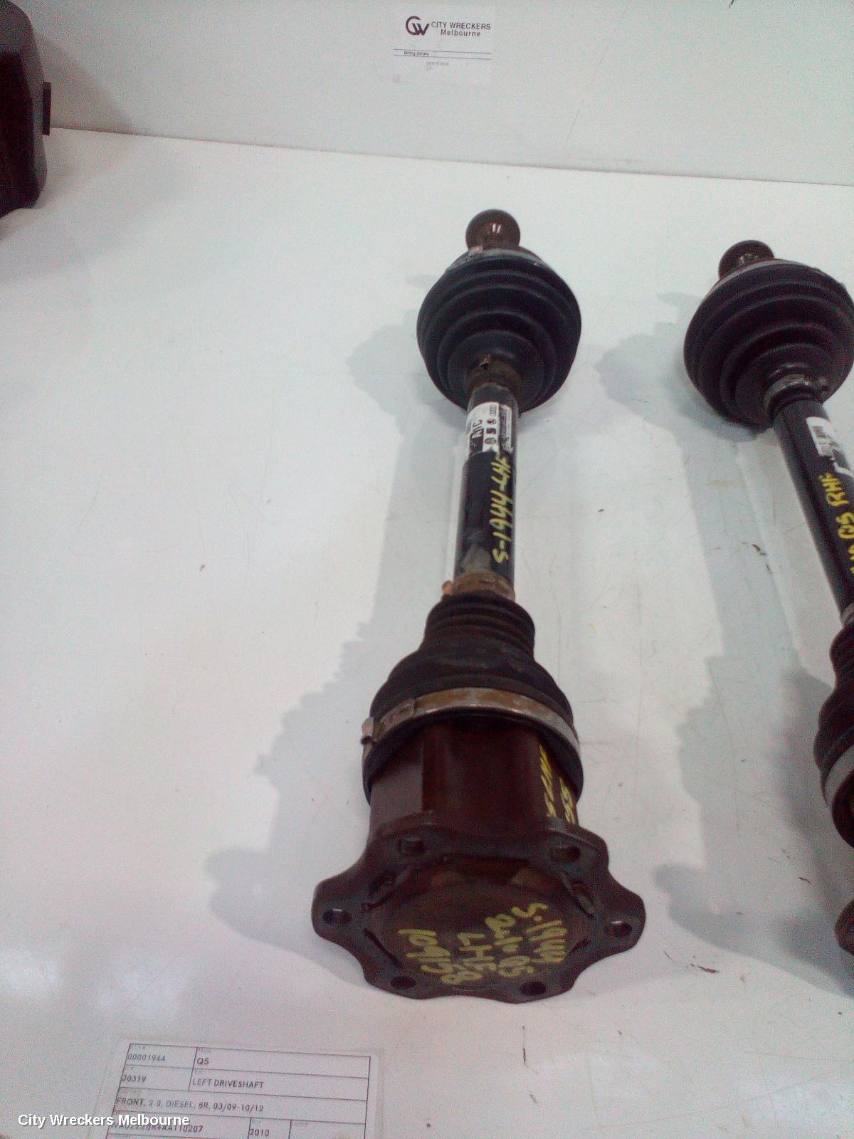 AUDI Q5 LEFT DRIVESHAFT, FRONT, 2.0, DIESEL, 8R, 03/2009 - 10/2012