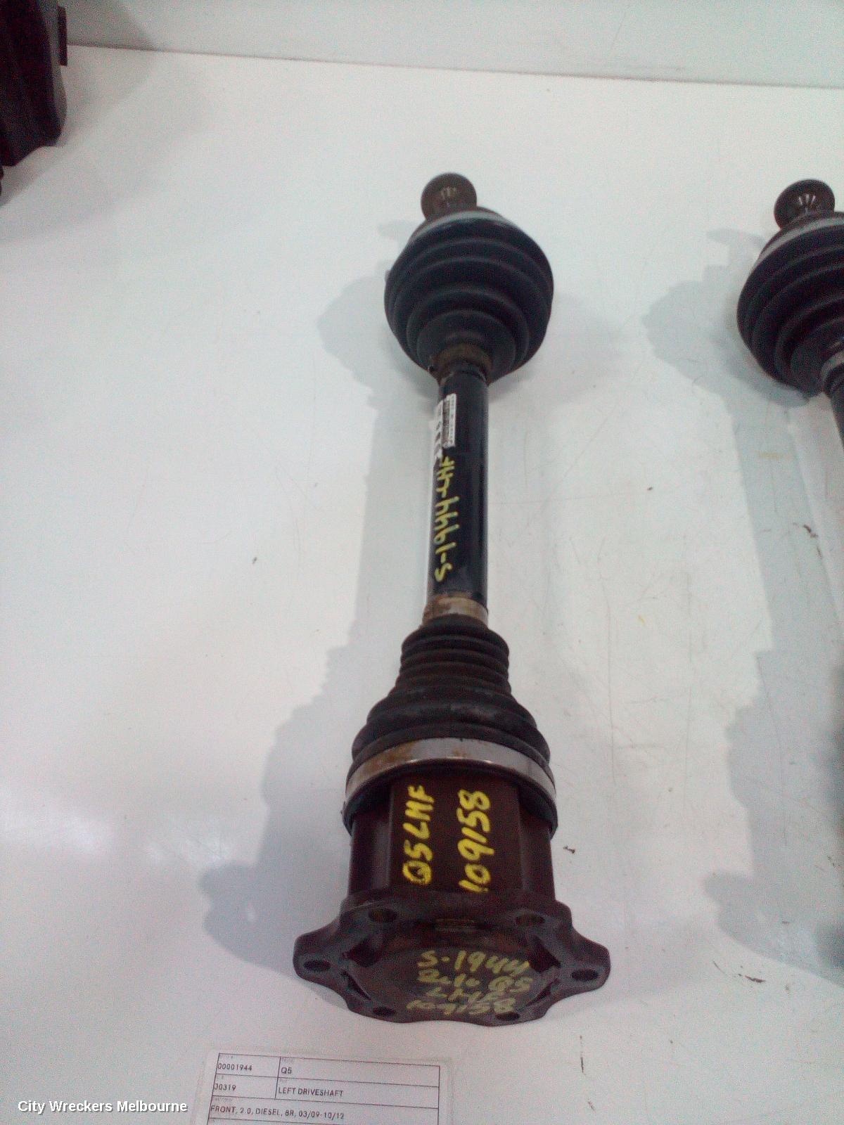 AUDI Q5 LEFT DRIVESHAFT, FRONT, 2.0, DIESEL, 8R, 03/2009 - 10/2012
