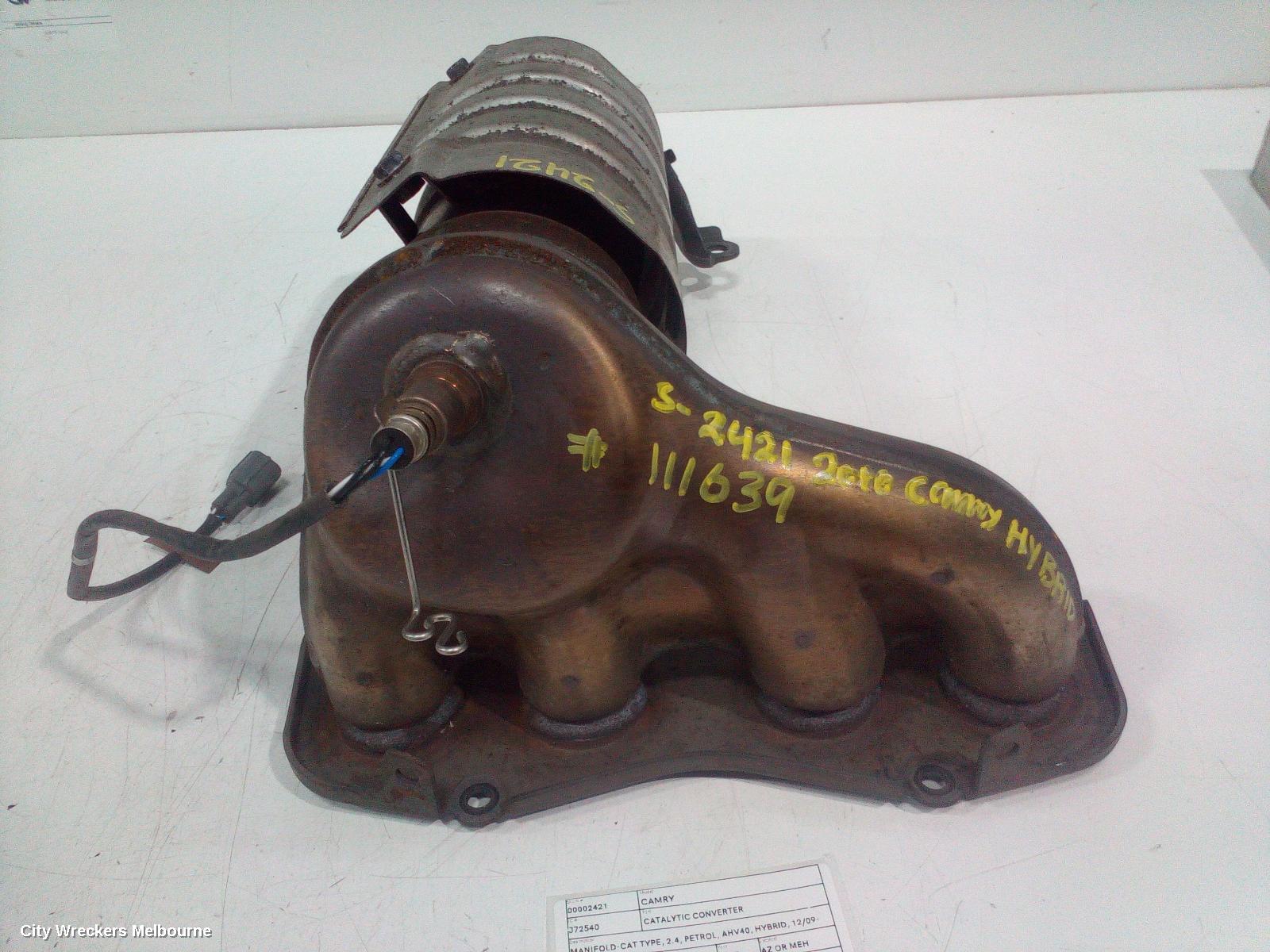 TOYOTA CAMRY CATALYTIC CONVERTER, MANIFOLD-CAT TYPE, 2.4, PETROL, AHV40, HYBRID, 12/2009 - 11/2011