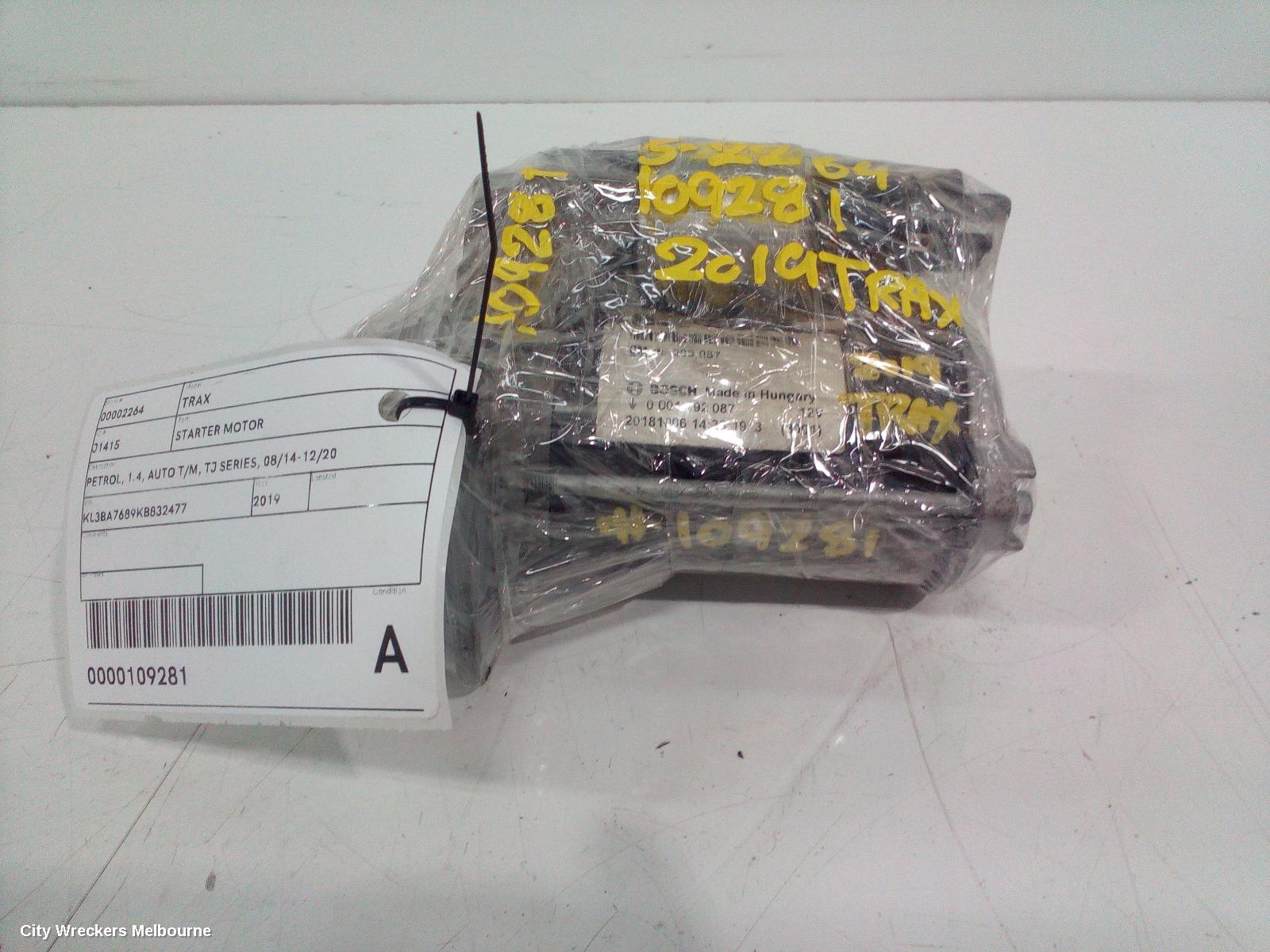 HOLDEN TRAX STARTER, PETROL, 1.4, AUTO T/M, TJ SERIES, 08/2014 - 12/2020