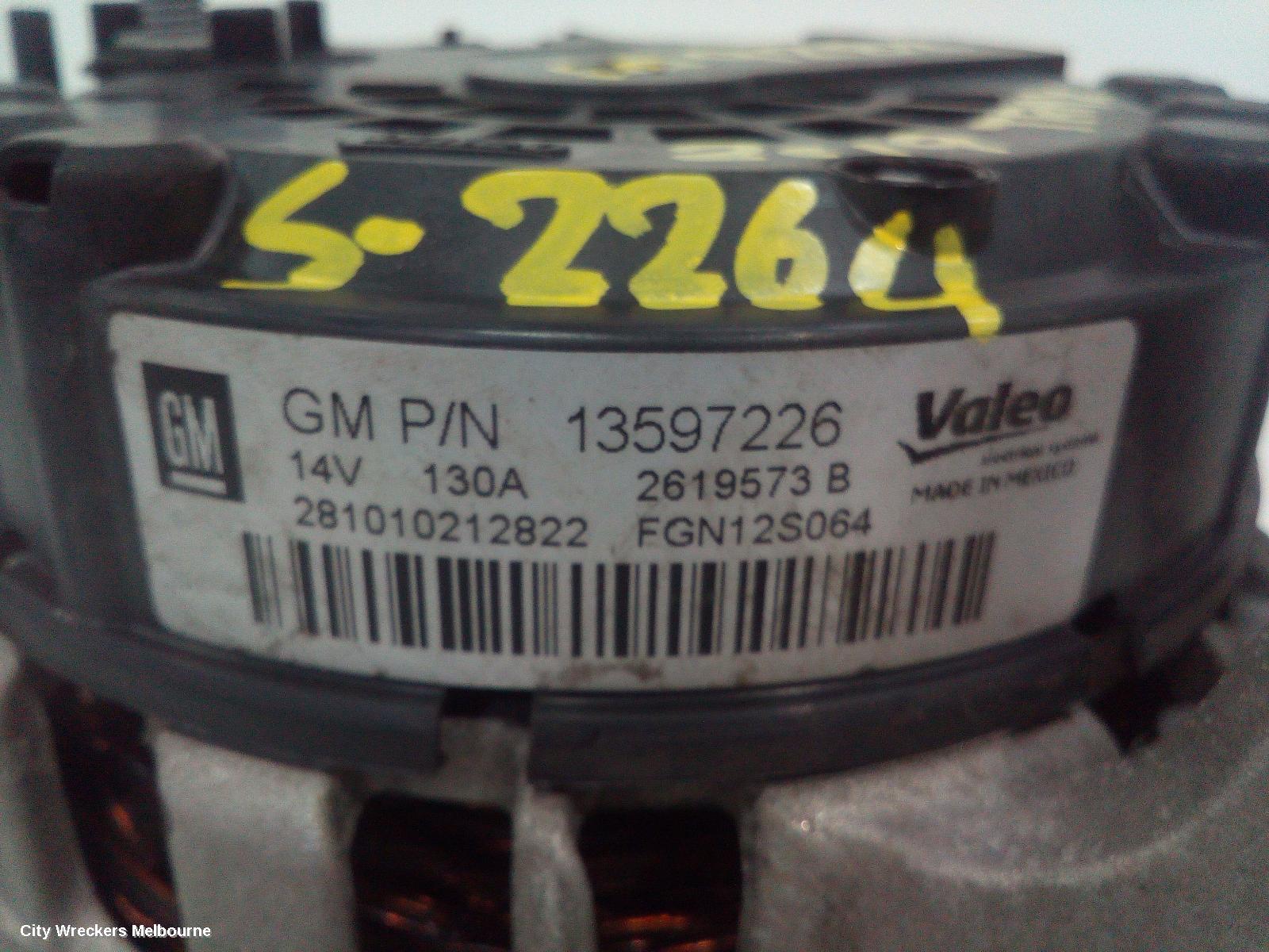 HOLDEN TRAX ALTERNATOR, PETROL, 1.4, AUTO T/M, TJ SERIES, 08/2014 - 12/2020