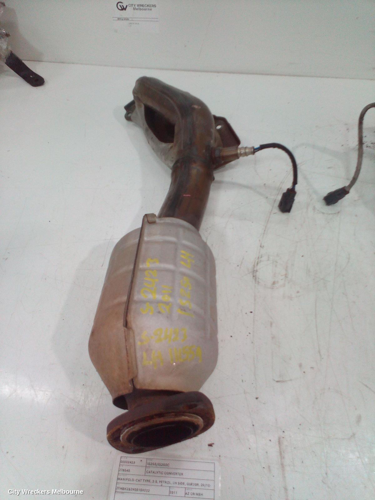 LEXUS IS250/IS250C CATALYTIC CONVERTER, MANIFOLD-CAT TYPE, 2.5, PETROL, LH SIDE, GSE20R, 09/2010 - 12/2014