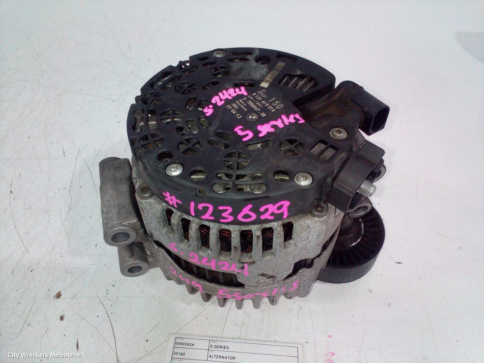 BMW 5 SERIES ALTERNATOR, PETROL, 6CYL, E60, 06/2007 - 04/2010