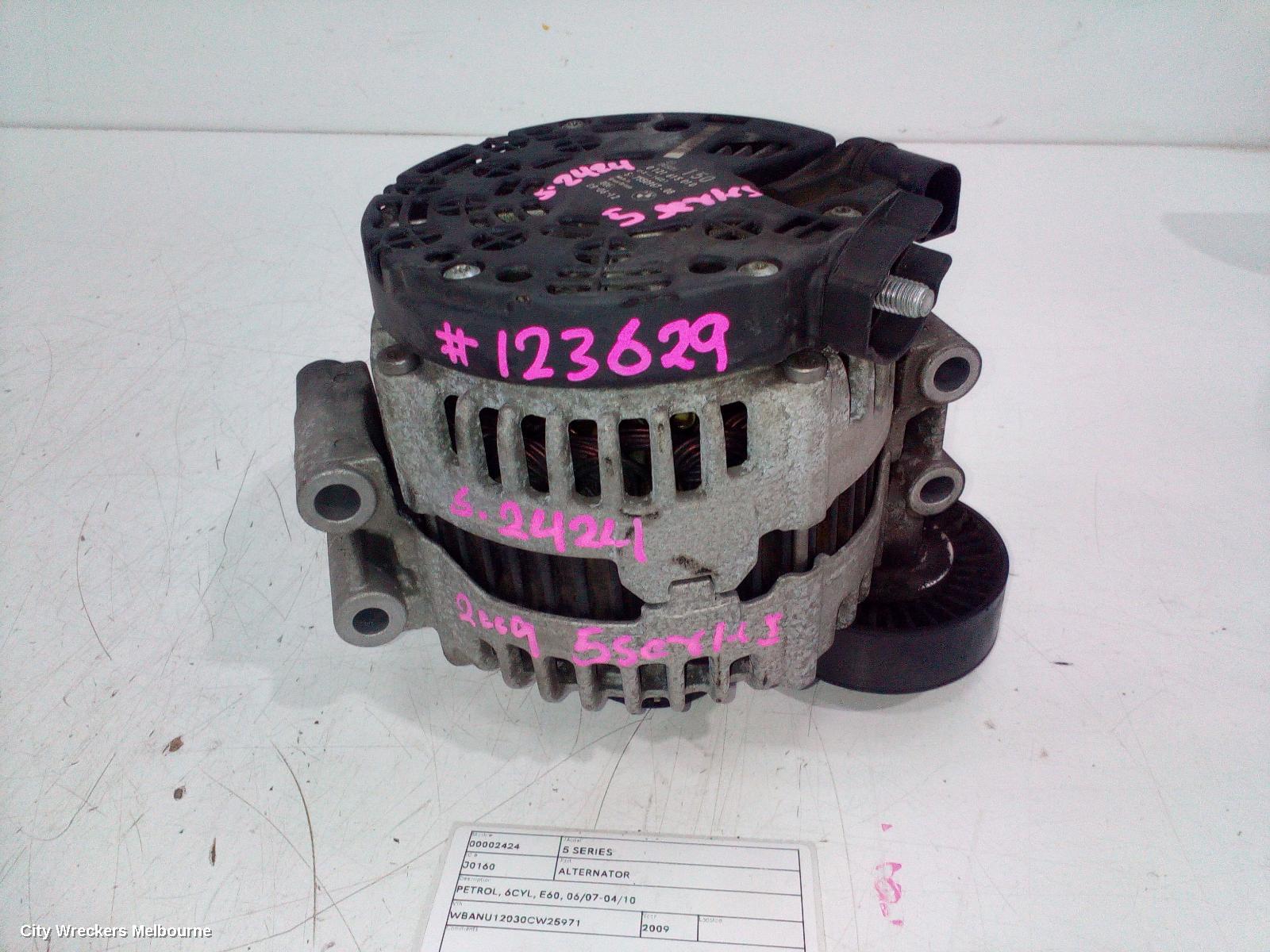 BMW 5 SERIES ALTERNATOR, PETROL, 6CYL, E60, 06/2007 - 04/2010