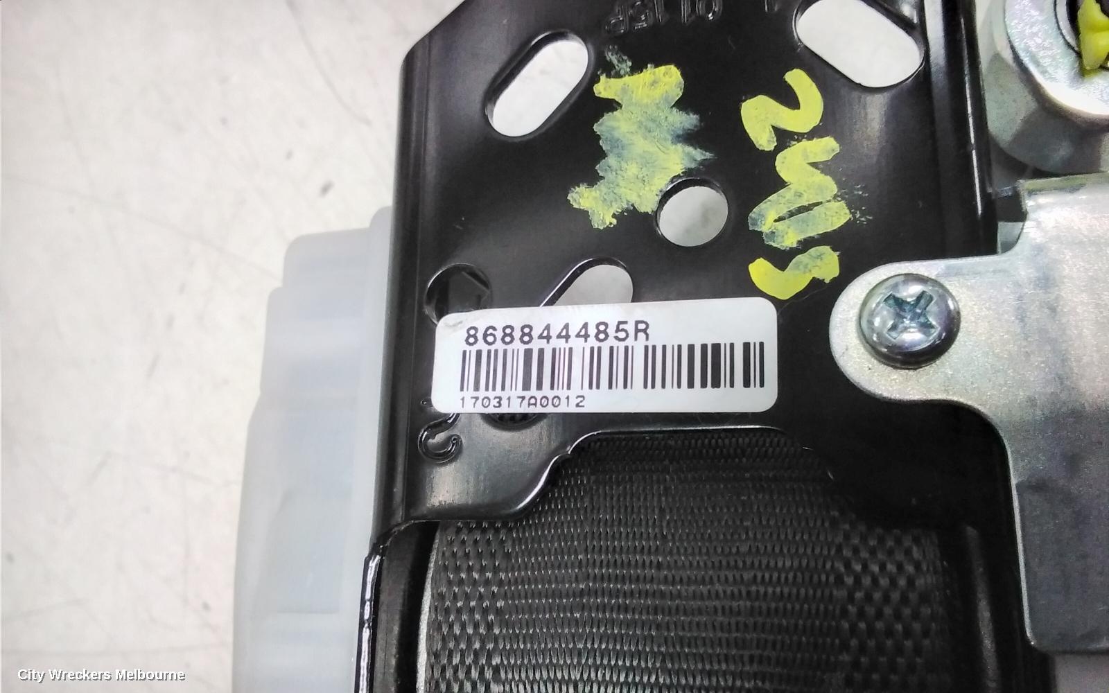 RENAULT KALEOS SEATBELT/STALK, RH FRONT, SEAT BELT ONLY, H45, 09/2008 - 04/2016