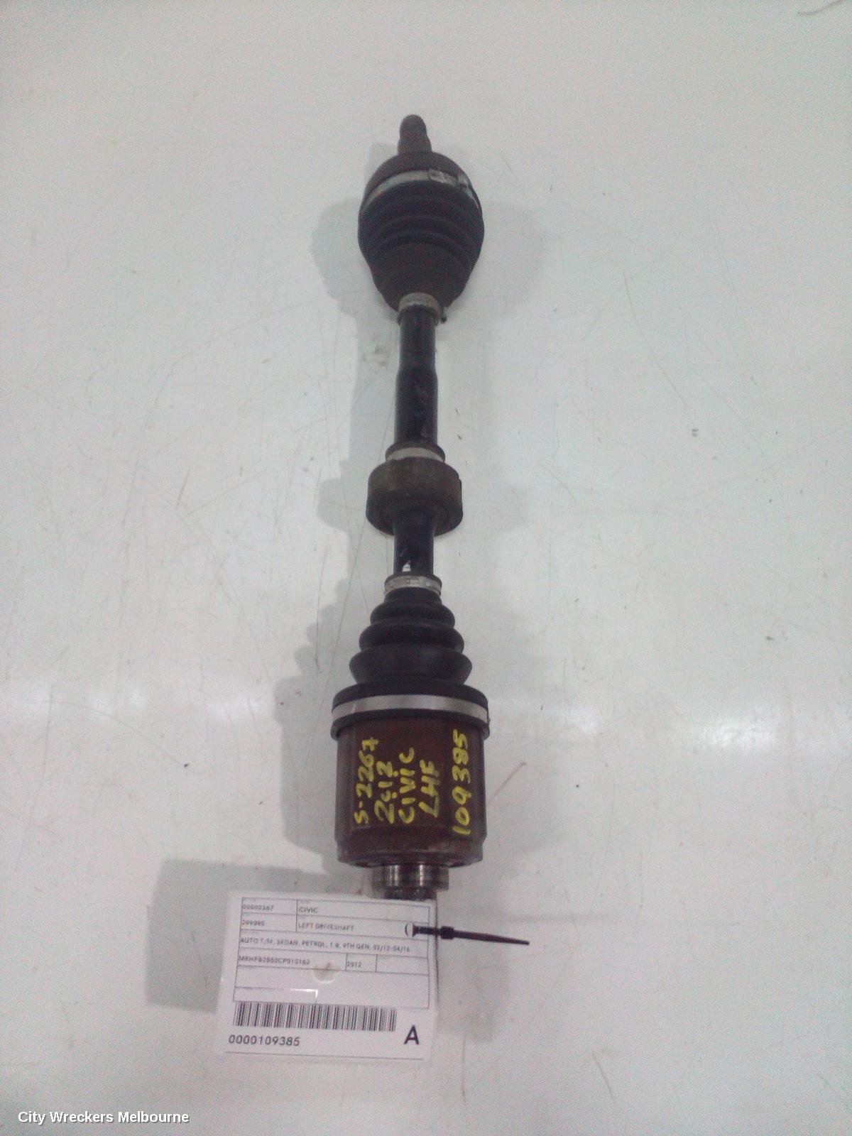 HONDA CIVIC LEFT DRIVESHAFT, AUTO T/M, SEDAN, PETROL, 1.8, 9TH GEN, 02/2012 - 04/2016