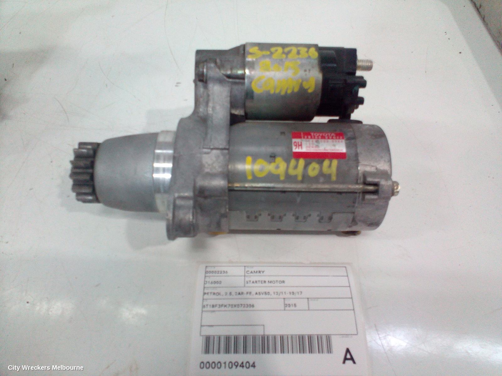TOYOTA CAMRY STARTER, PETROL, 2.5, 2AR-FE, ASV50, 12/2011 - 10/2017