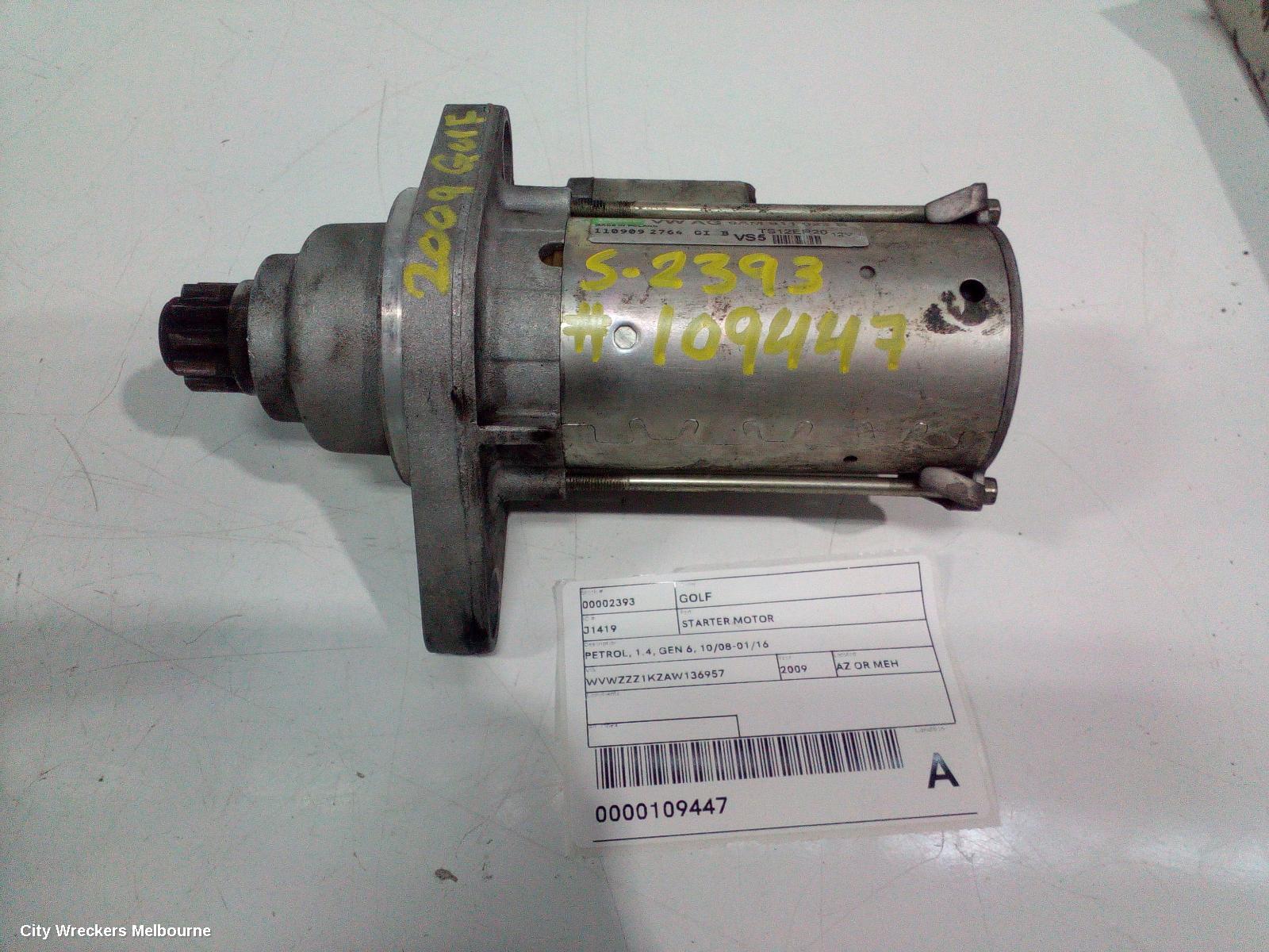 VOLKSWAGEN GOLF STARTER, PETROL, 1.4, GEN 6, 10/2008 - 01/2016