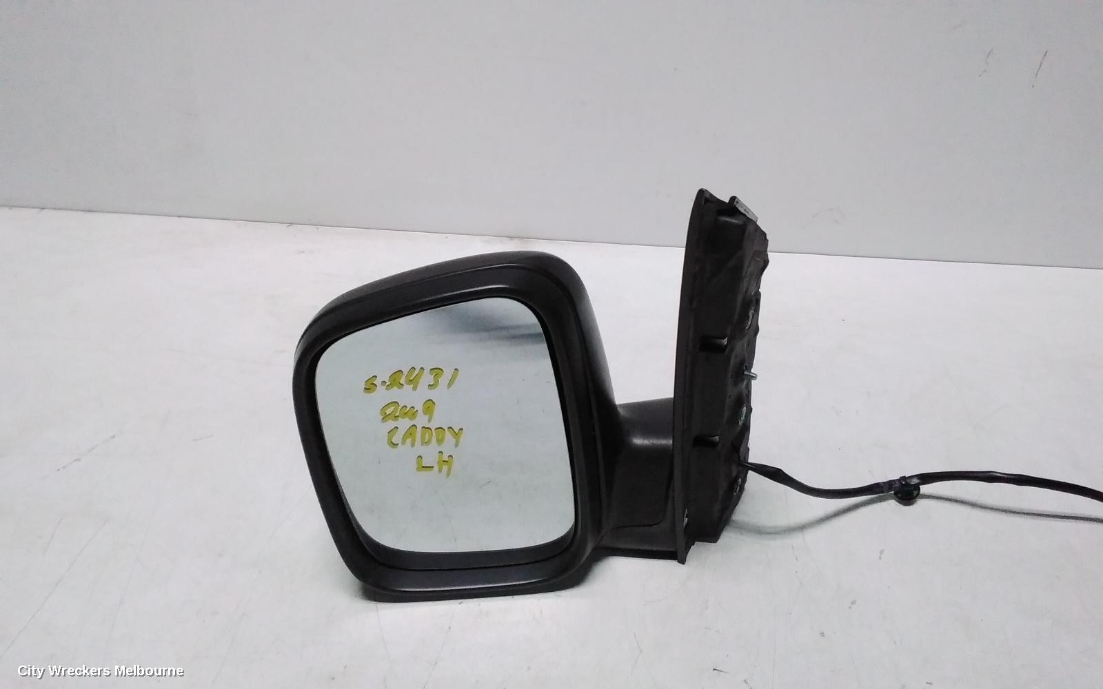 VOLKSWAGEN CADDY LEFT DOOR MIRROR, 2K, MANUAL, TEXTURED, 12/2004 - 08/2010
