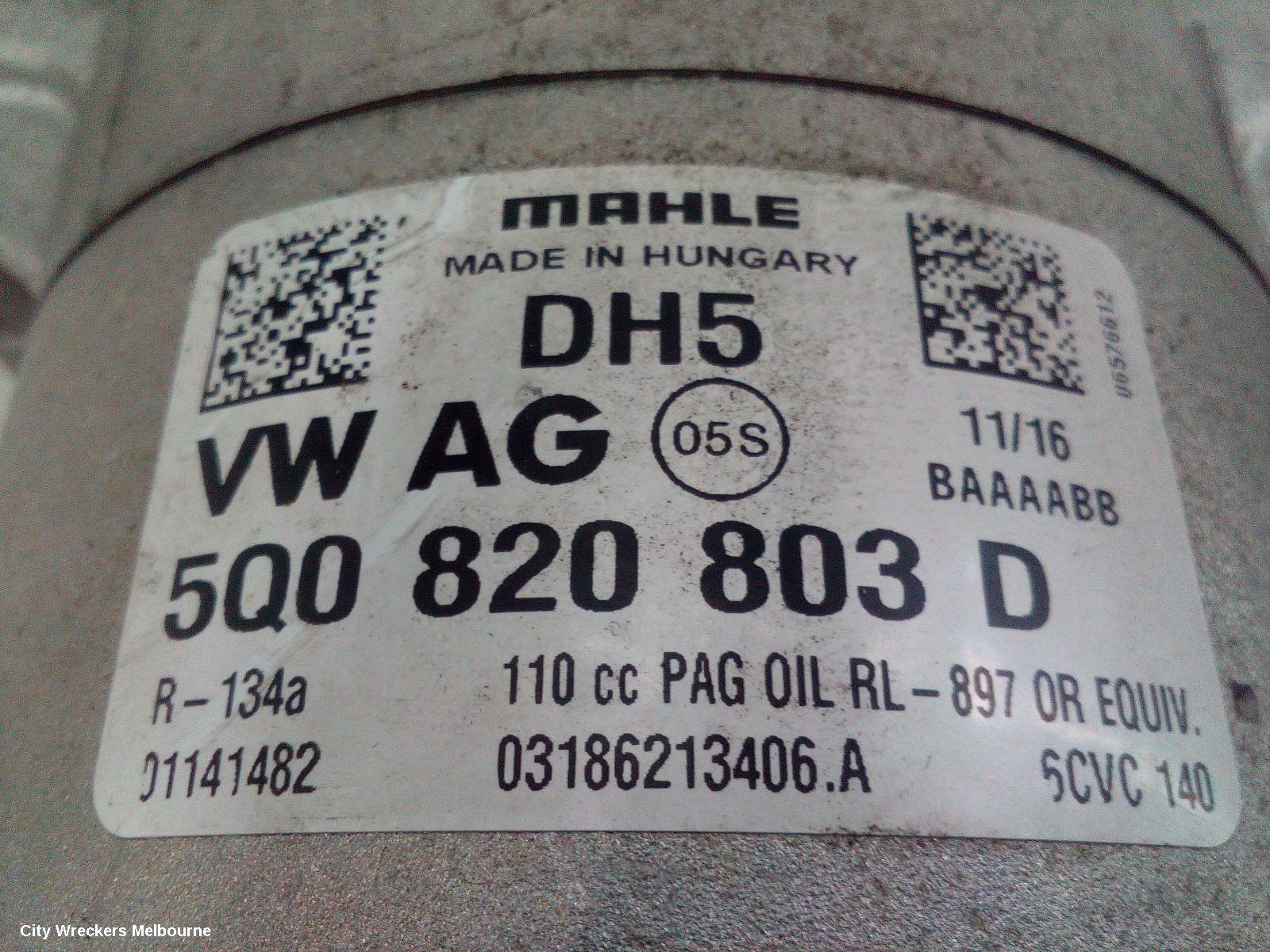 VOLKSWAGEN GOLF A/C COMPRESSOR, GEN 7, 1.4/1.8, PETROL, 12/2012 - 08/2020