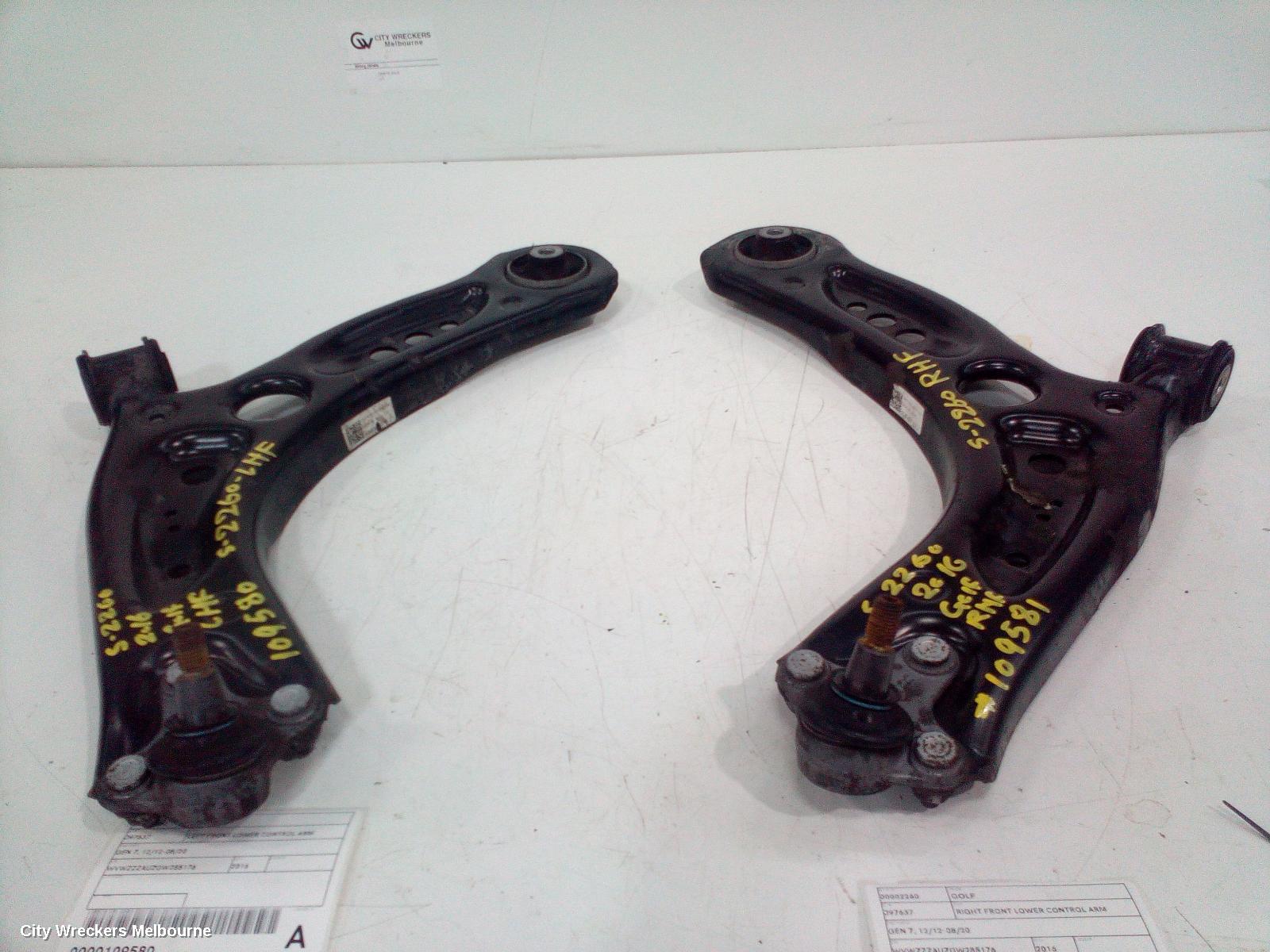 VOLKSWAGEN GOLF RIGHT FRONT LOWER CONTROL ARM, GEN 7, 12/2012 - 08/2020