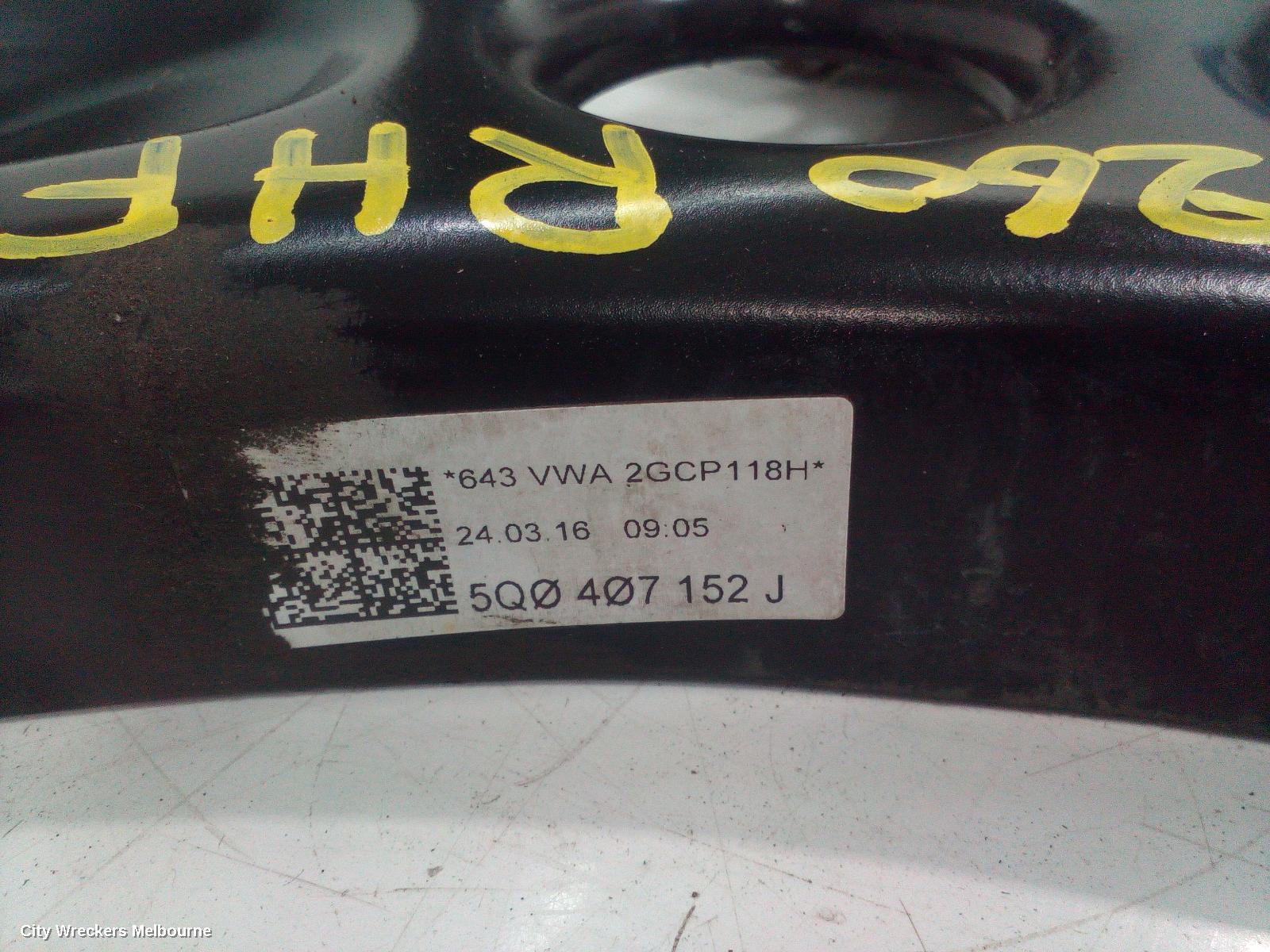 VOLKSWAGEN GOLF RIGHT FRONT LOWER CONTROL ARM, GEN 7, 12/2012 - 08/2020