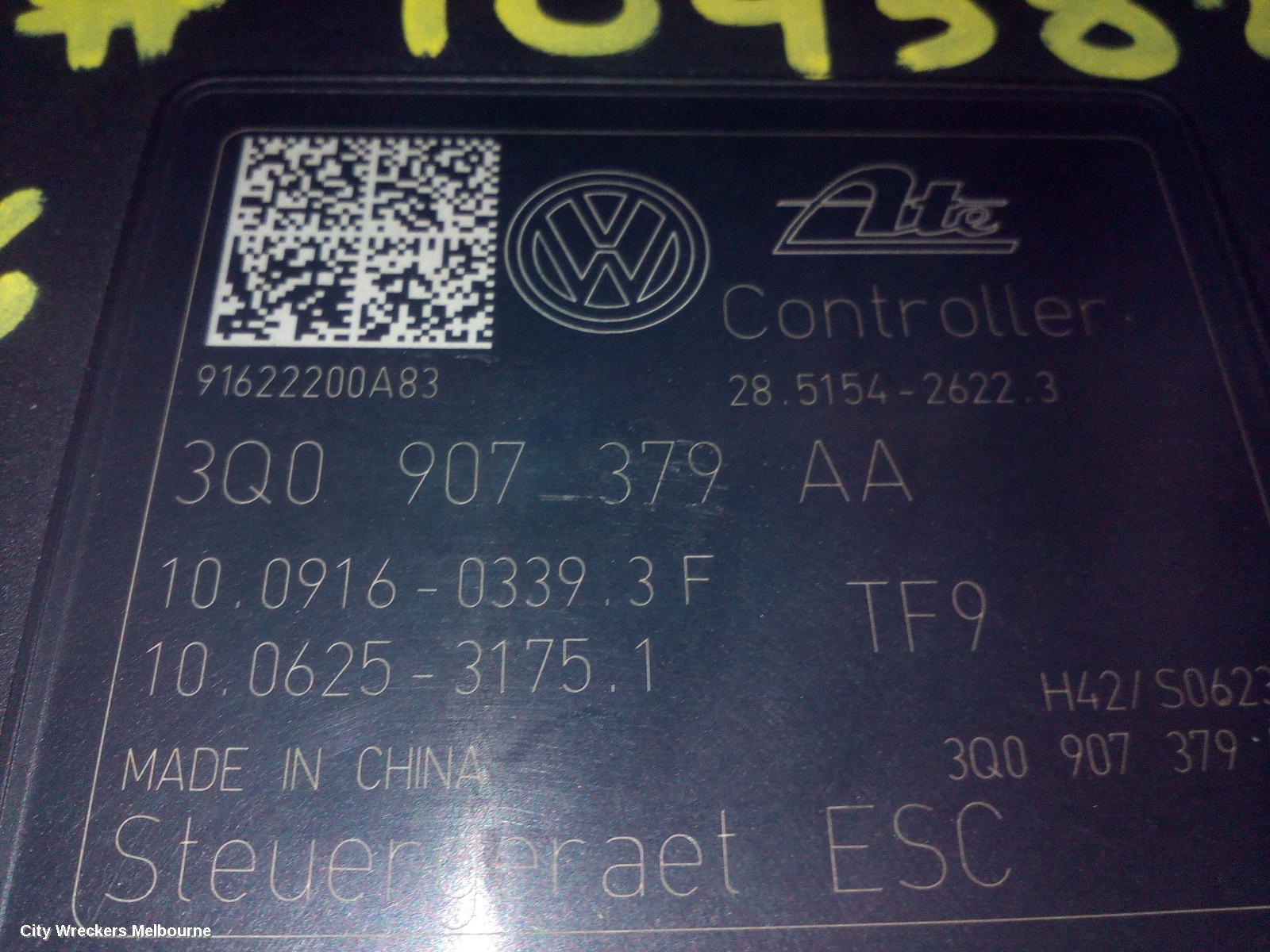 VOLKSWAGEN GOLF ABS PUMP/MODULATOR, GEN 7, ON MOTOR P/N 3Q0614517AA, 12/2012 - 08/2020