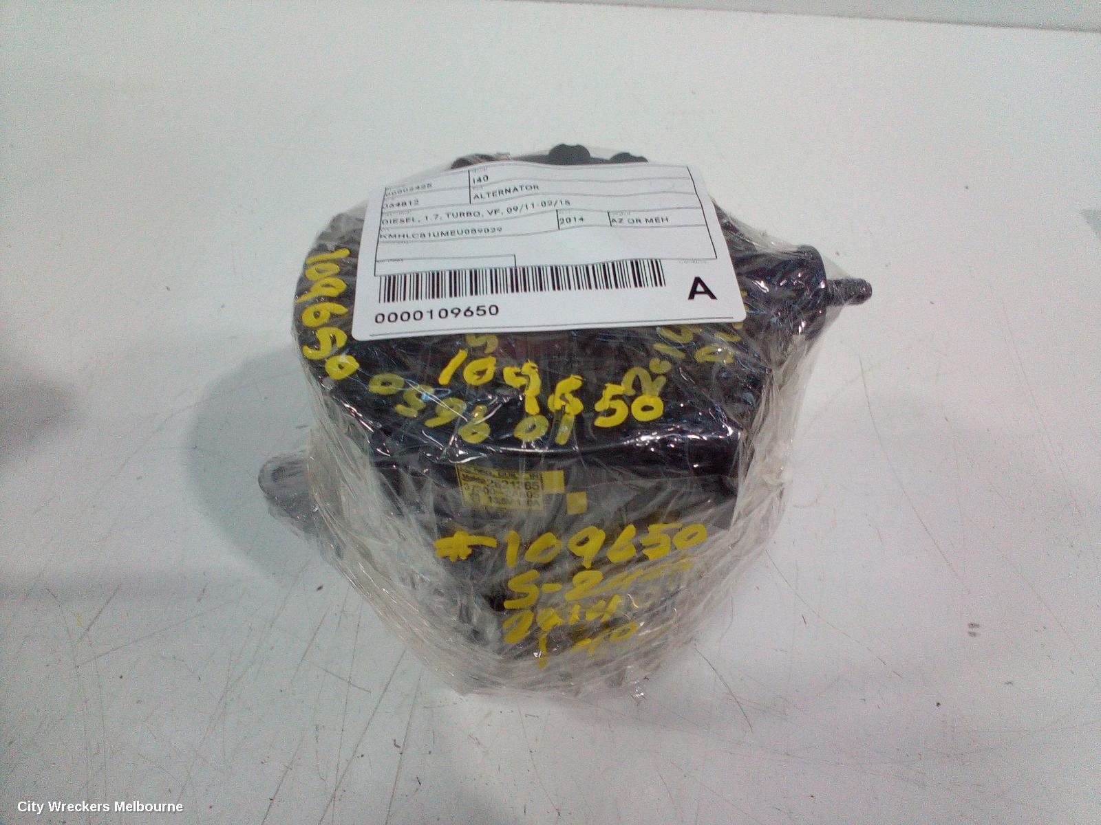HYUNDAI I40 ALTERNATOR, DIESEL, 1.7, TURBO, VF, 09/2011 - 02/2015