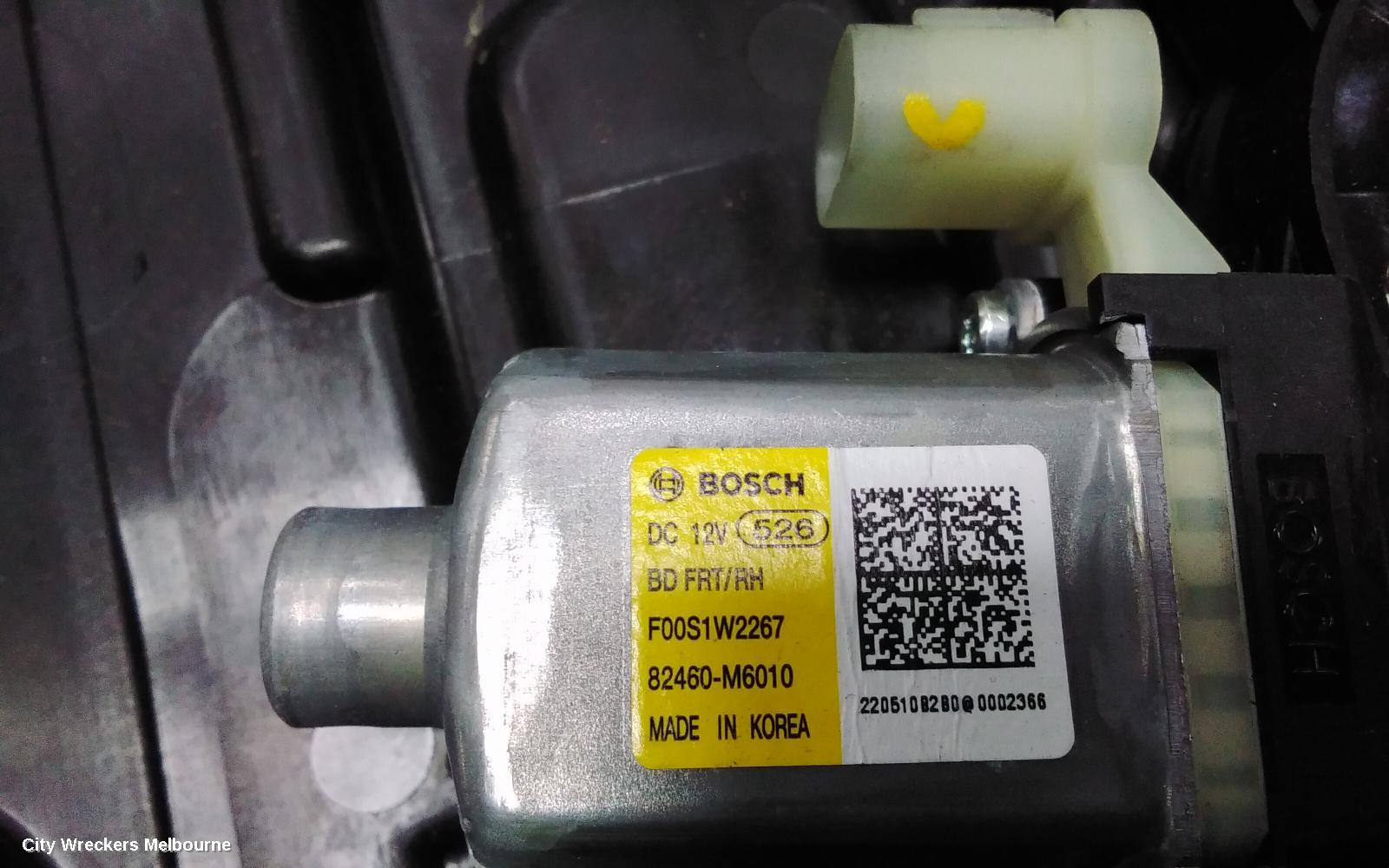 KIA CERATO RIGHT FRONT WINDOW REG/MOTOR, BD, SEDAN/HATCH, 04/2018 ONWARDS