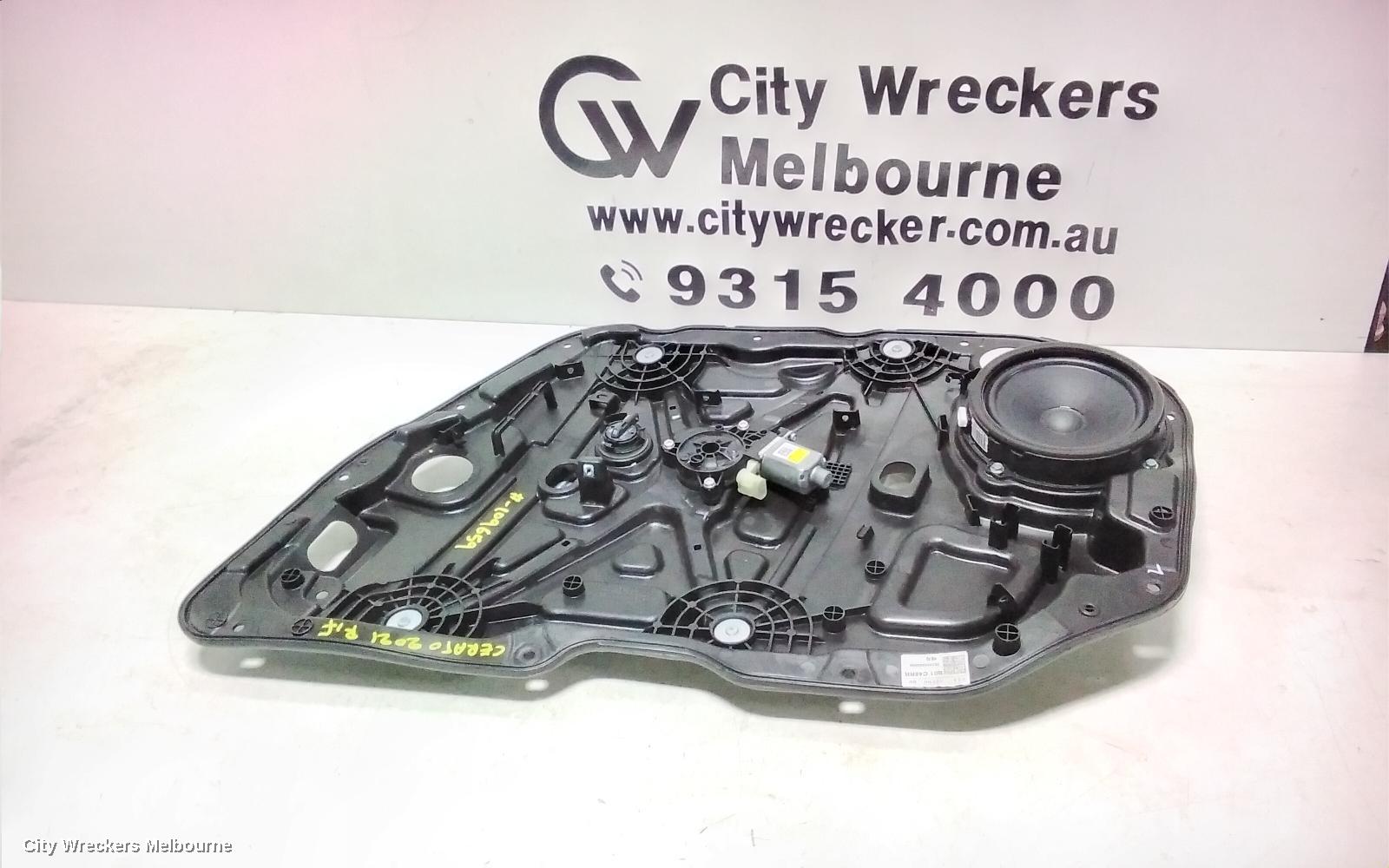 KIA CERATO RIGHT FRONT WINDOW REG/MOTOR, BD, SEDAN/HATCH, 04/2018 ONWARDS