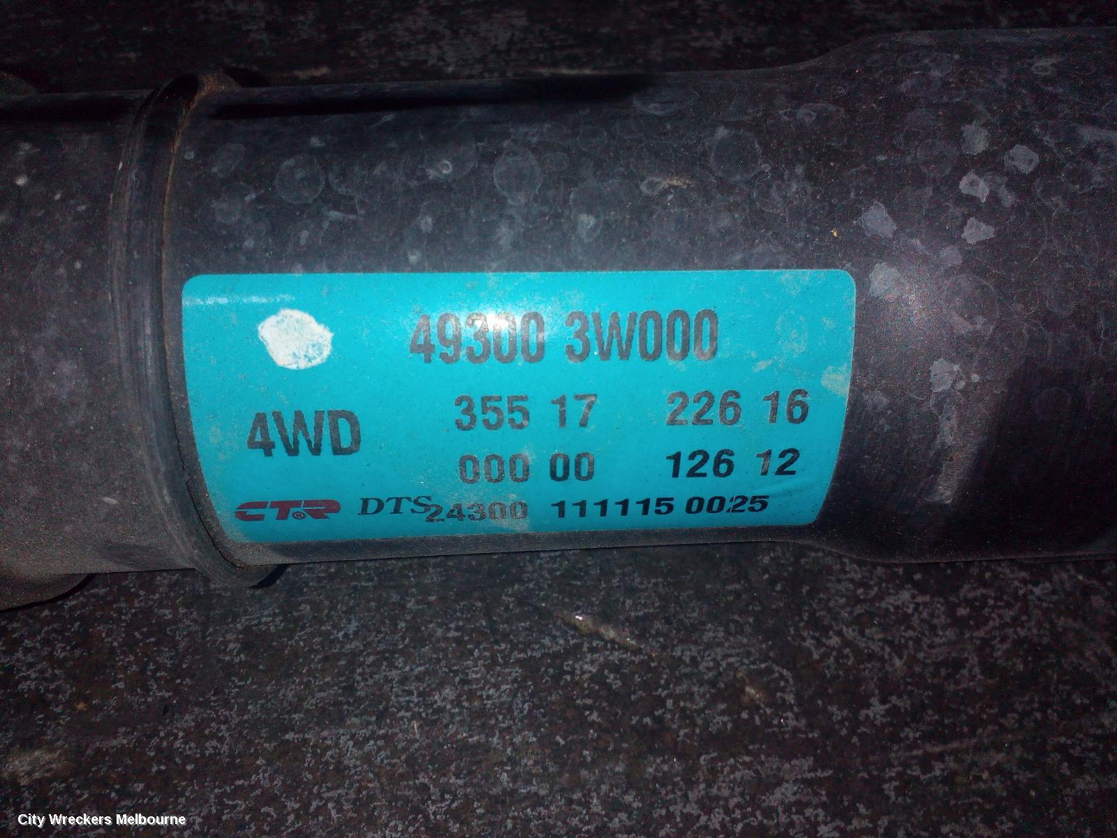 KIA SPORTAGE REAR DRIVE SHAFT, AWD, SL, 05/2010 - 10/2015