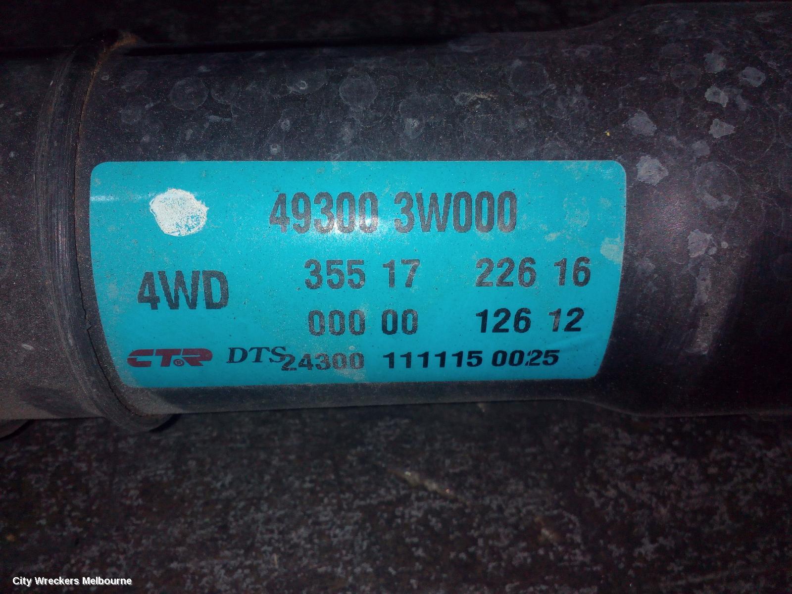 KIA SPORTAGE REAR DRIVE SHAFT, AWD, SL, 05/2010 - 10/2015