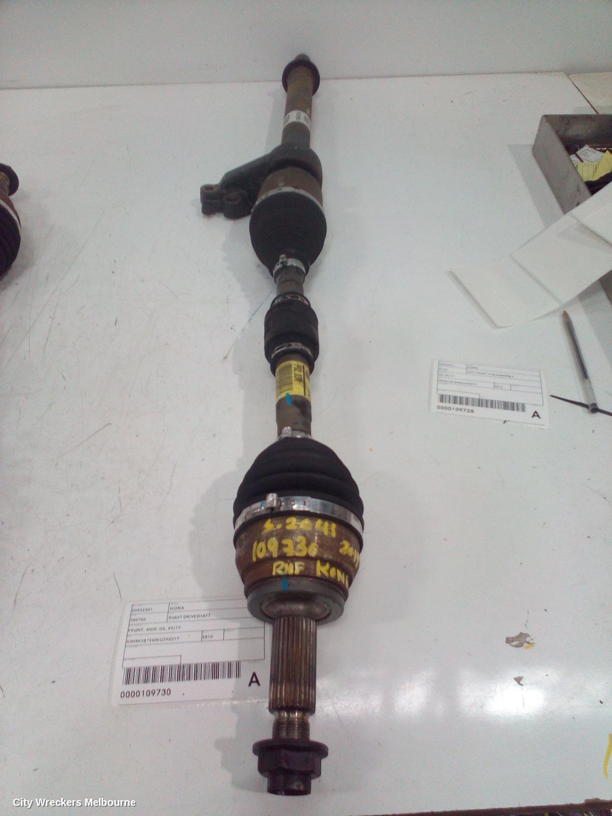 HYUNDAI KONA RIGHT DRIVESHAFT, FRONT, AWD, OS, 09/2017 ONWARDS