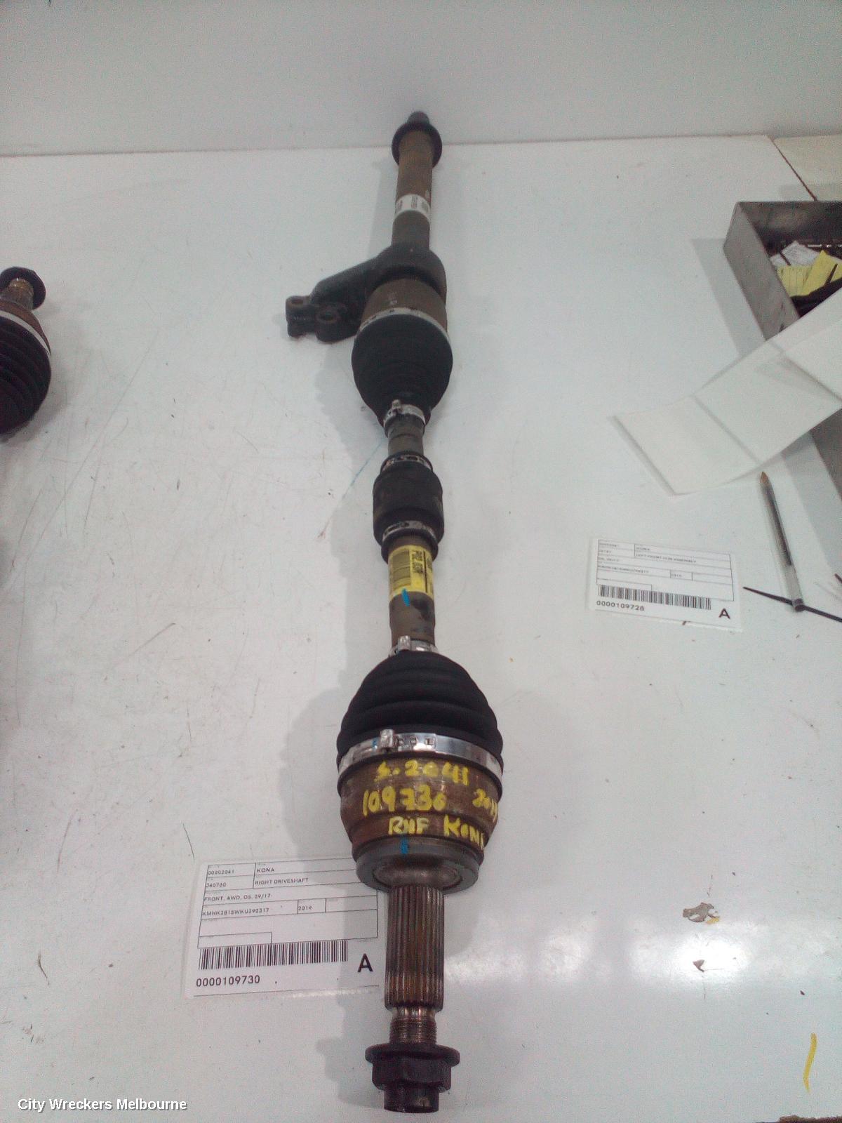 HYUNDAI KONA RIGHT DRIVESHAFT, FRONT, AWD, OS, 09/2017 ONWARDS