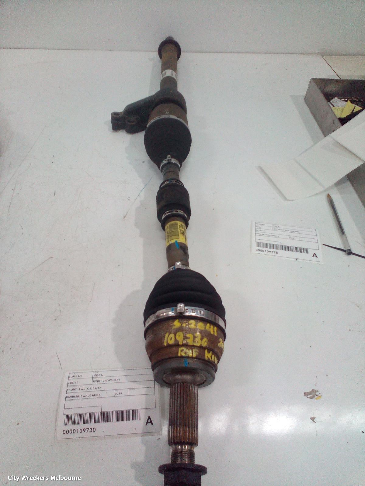 HYUNDAI KONA RIGHT DRIVESHAFT, FRONT, AWD, OS, 09/2017 ONWARDS