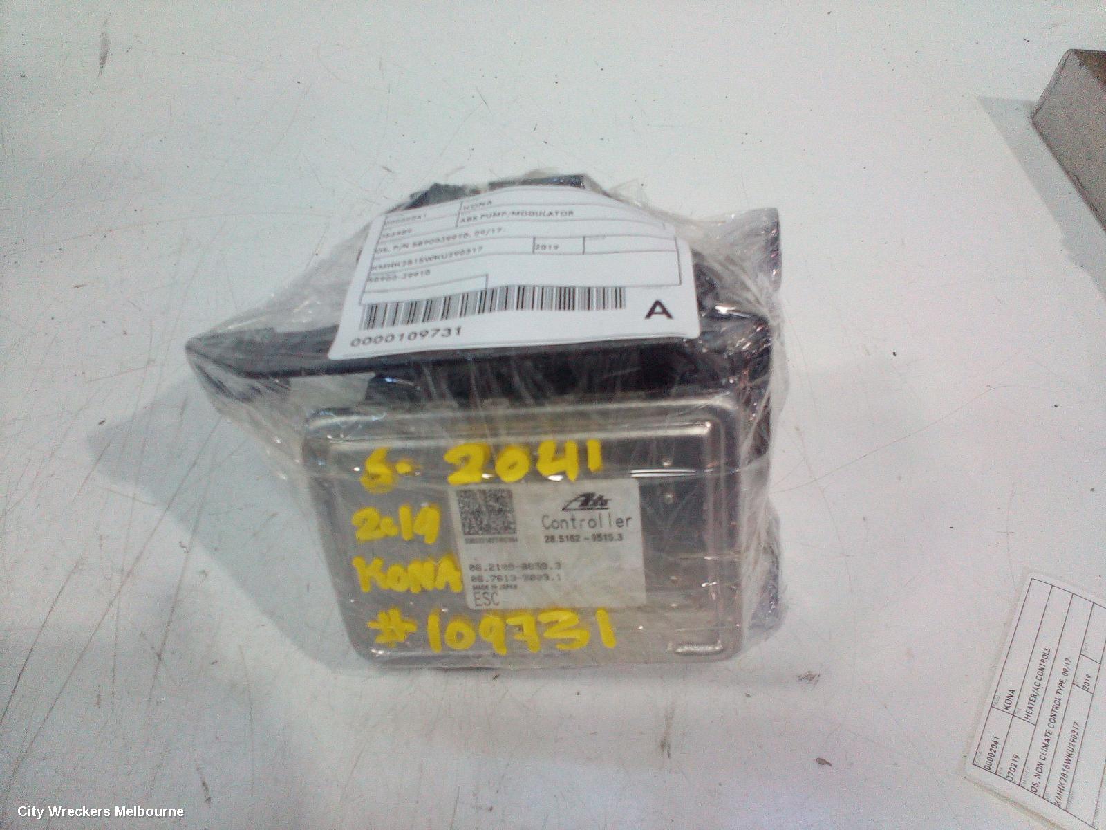 HYUNDAI KONA ABS PUMP/MODULATOR, OS, P/N 58900J9910, 09/2017 ONWARDS