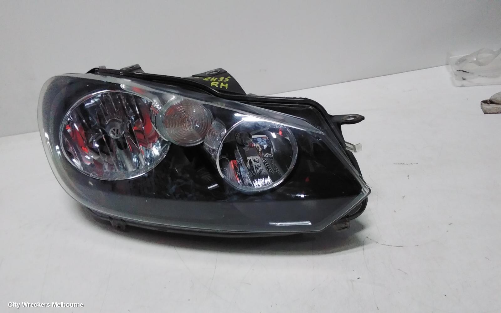 VOLKSWAGEN GOLF RIGHT HEADLAMP, GEN 6, CABRIO, HALOGEN TYPE, 07/2011 - 01/2016