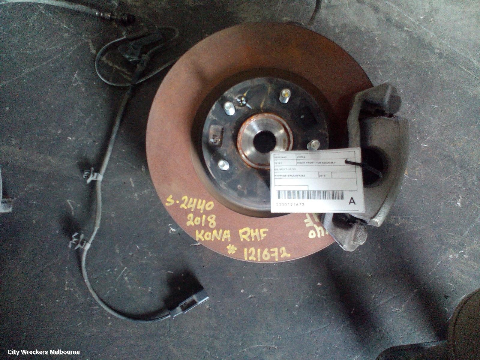 HYUNDAI KONA RIGHT FRONT HUB ASSEMBLY, OS, 09/2017 - 07/2023