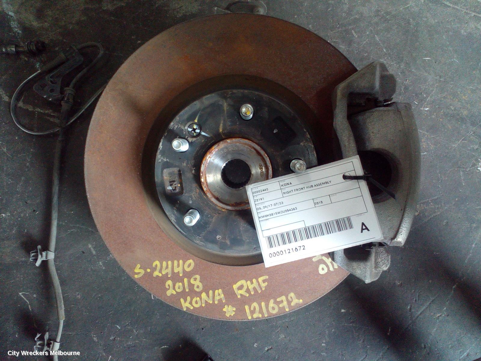 HYUNDAI KONA RIGHT FRONT HUB ASSEMBLY, OS, 09/2017 - 07/2023