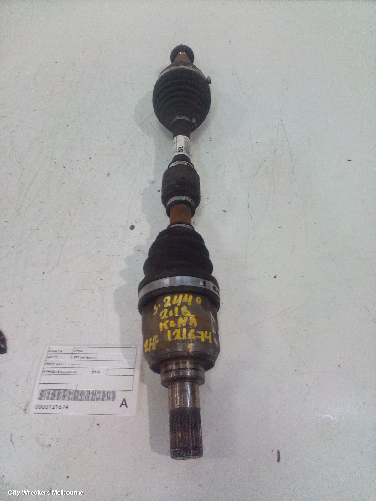 HYUNDAI KONA LEFT DRIVESHAFT, FRONT, AWD, OS, 09/2017 ONWARDS