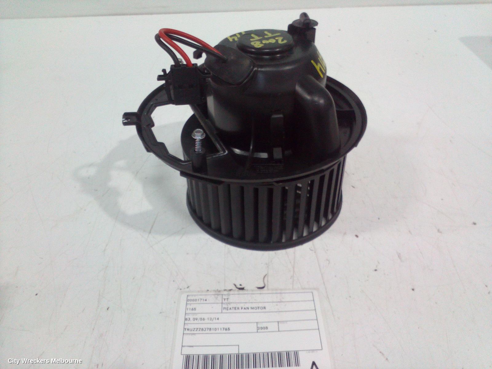 AUDI TT HEATER FAN MOTOR, 8J, 09/2006 - 12/2014