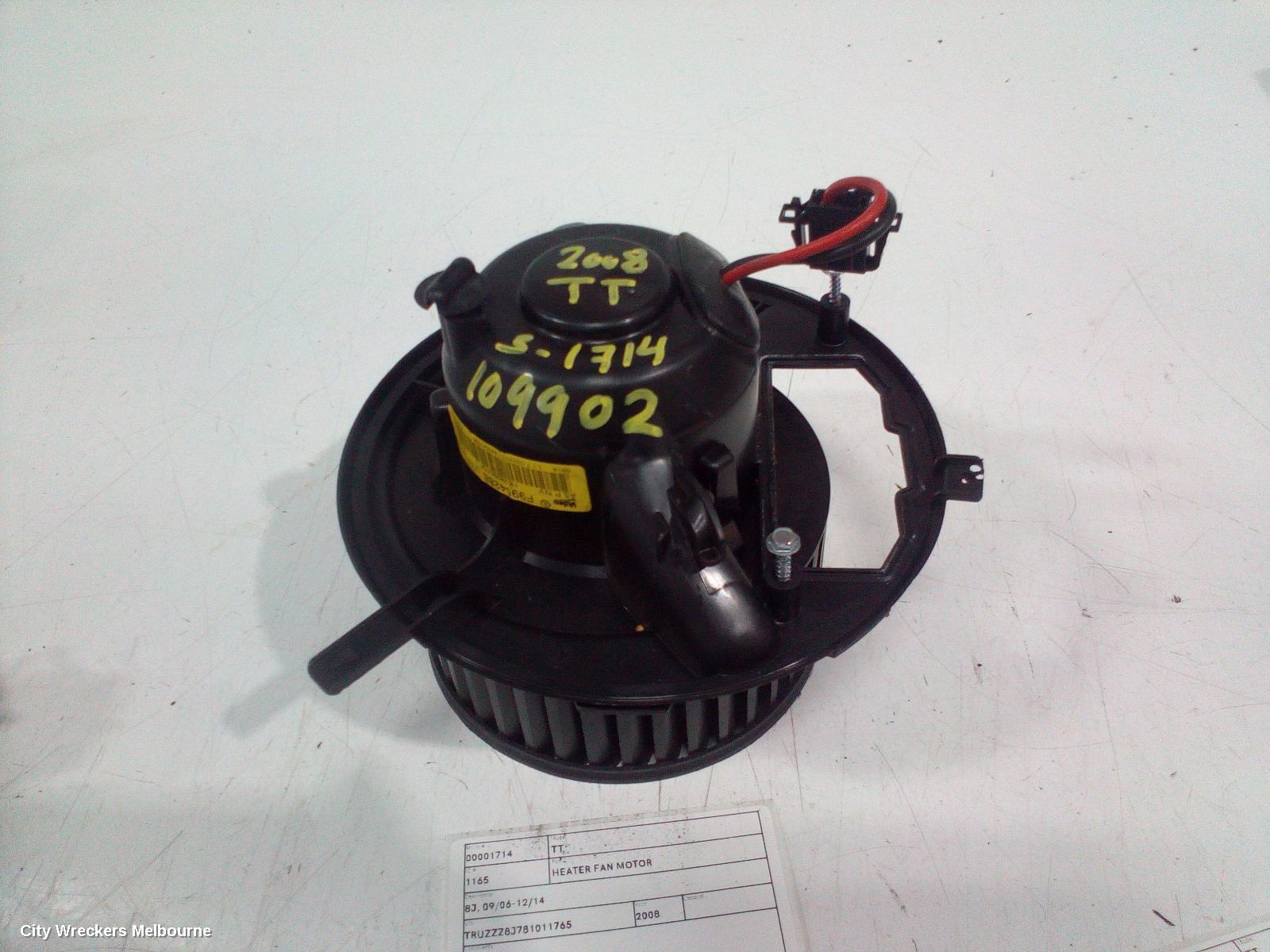 AUDI TT HEATER FAN MOTOR, 8J, 09/2006 - 12/2014