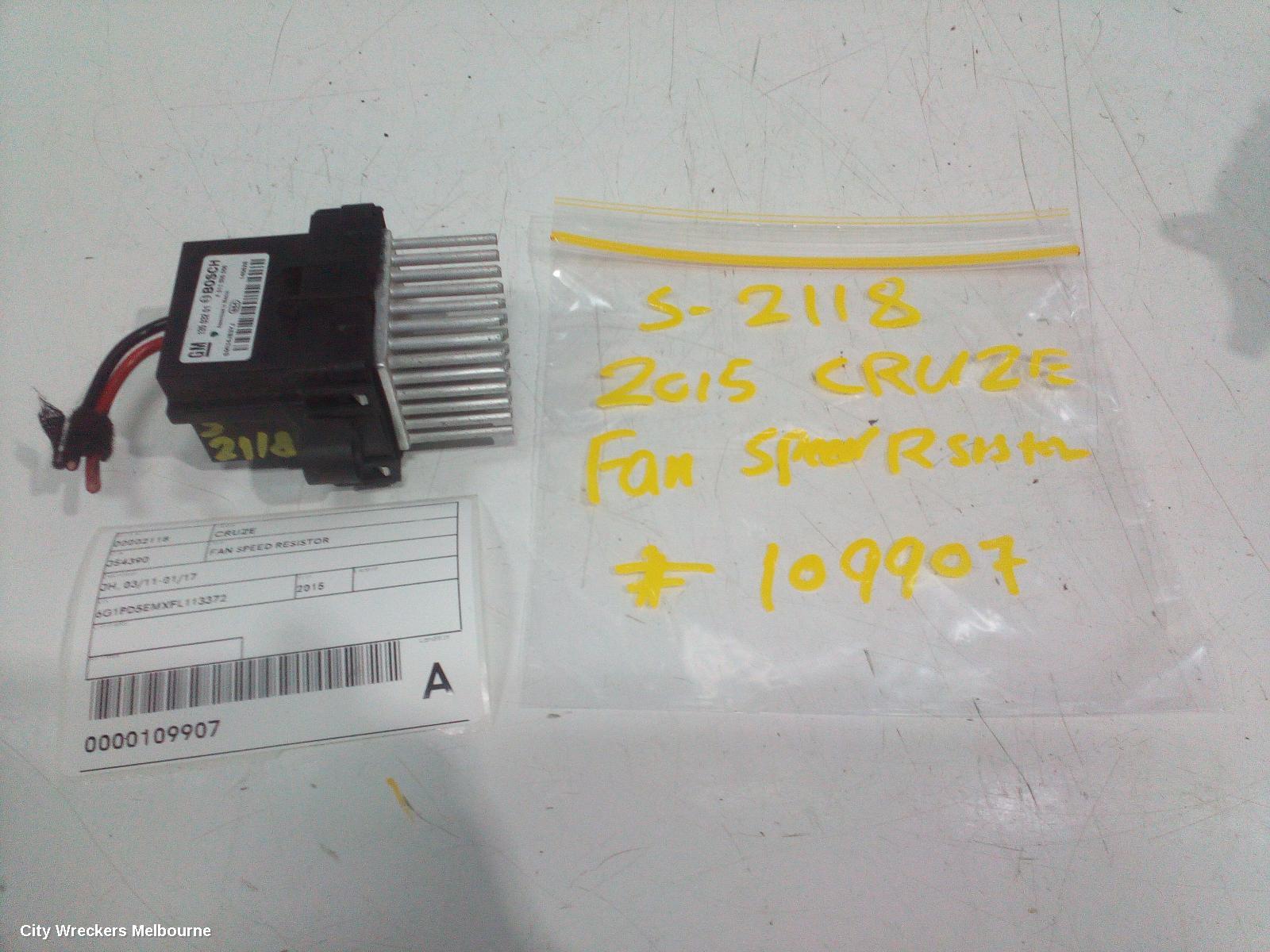 HOLDEN CRUZE FAN SPEED RESISTOR, JH, 03/2011 - 01/2017