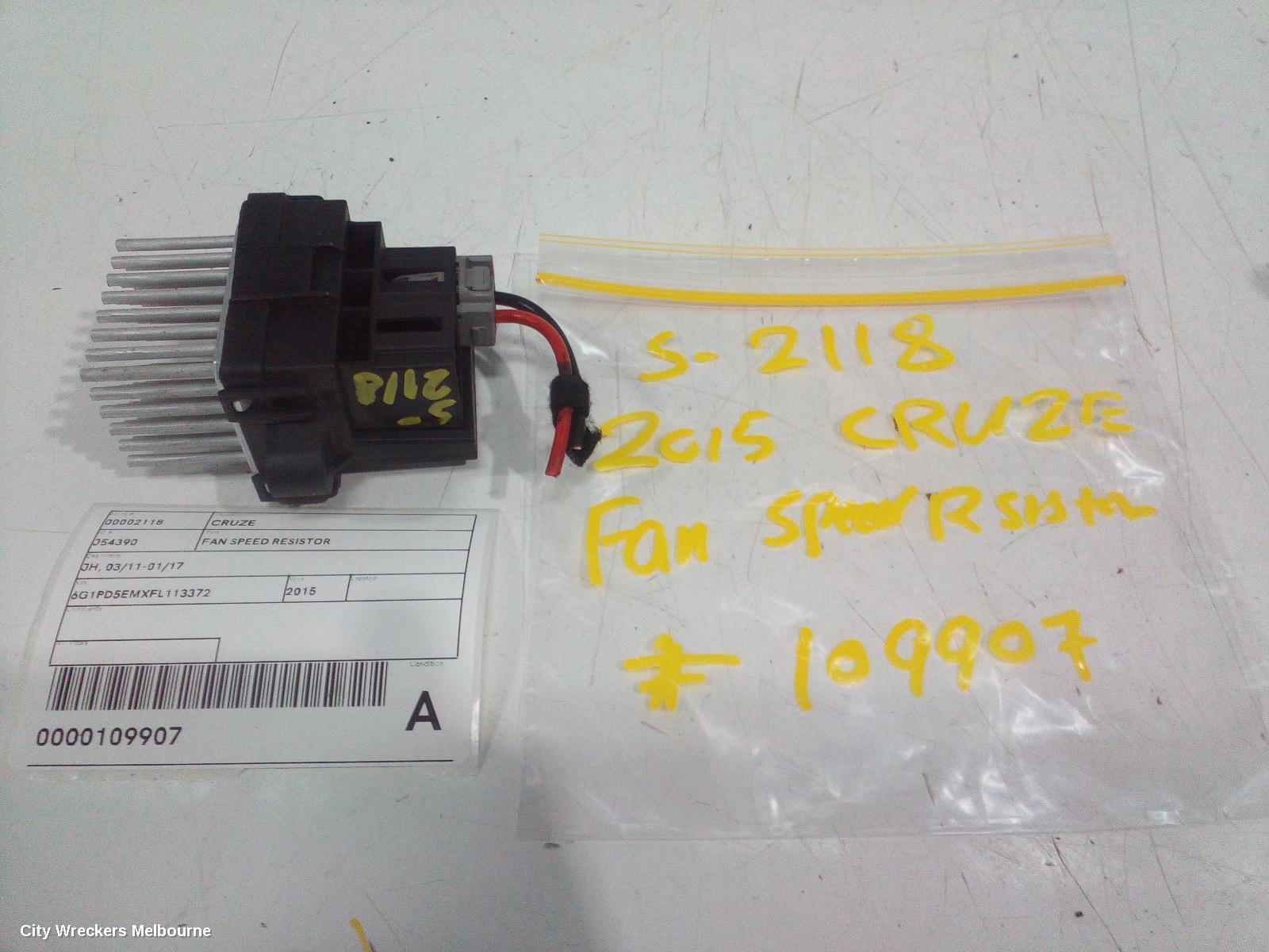 HOLDEN CRUZE FAN SPEED RESISTOR, JH, 03/2011 - 01/2017