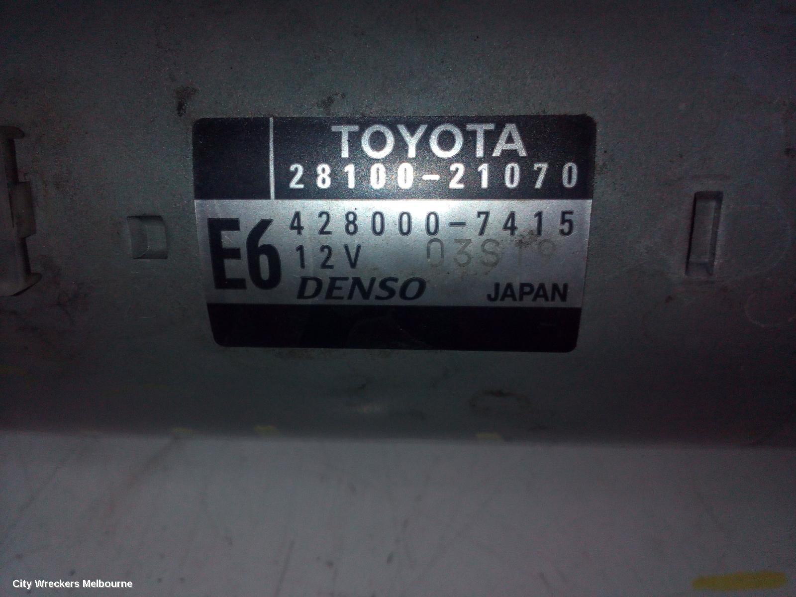 TOYOTA YARIS STARTER, 1.3/1.5, 2NZ/1NZ, NCP13#, 08/2011 - 12/2019