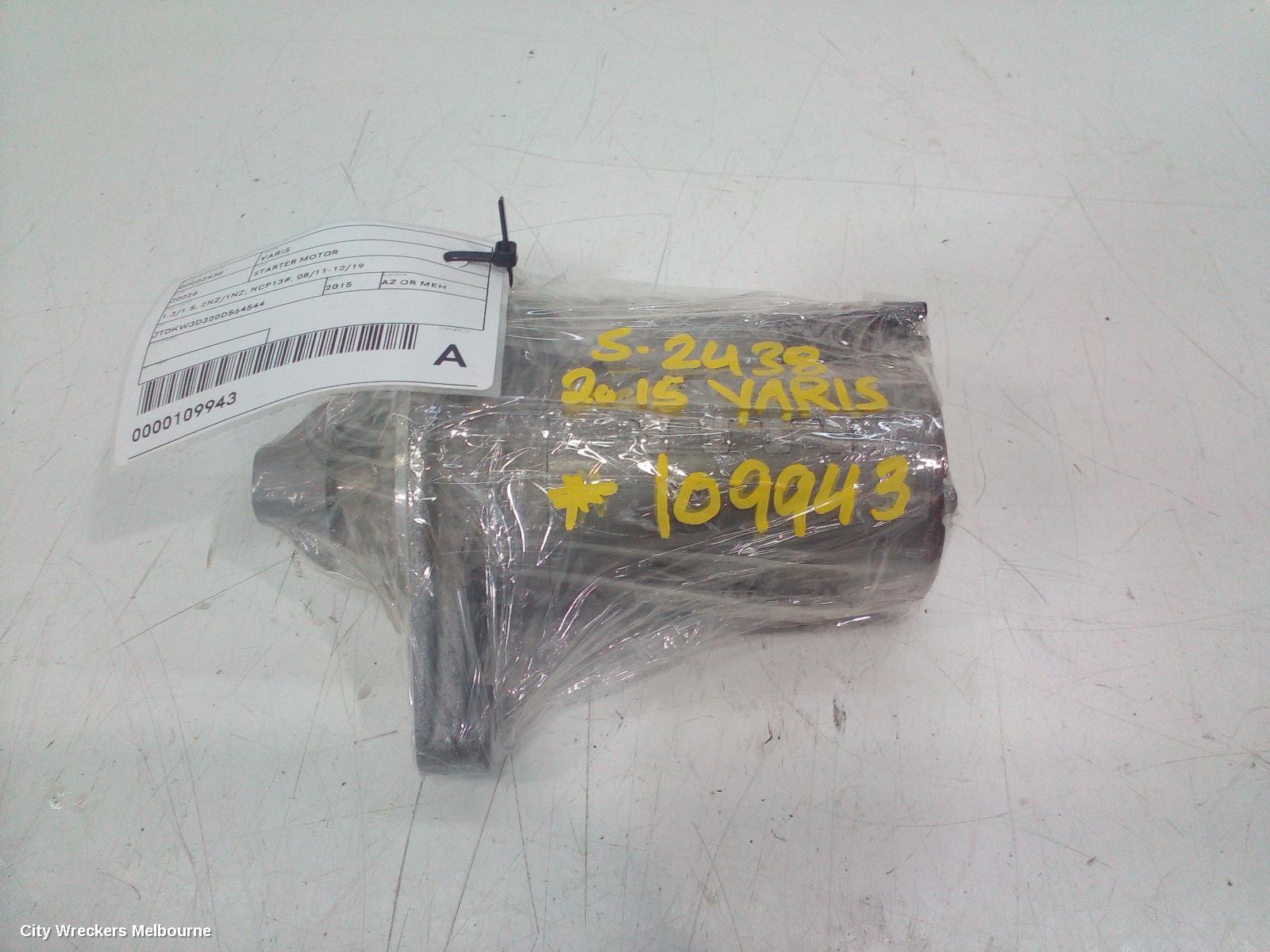 TOYOTA YARIS STARTER, 1.3/1.5, 2NZ/1NZ, NCP13#, 08/2011 - 12/2019