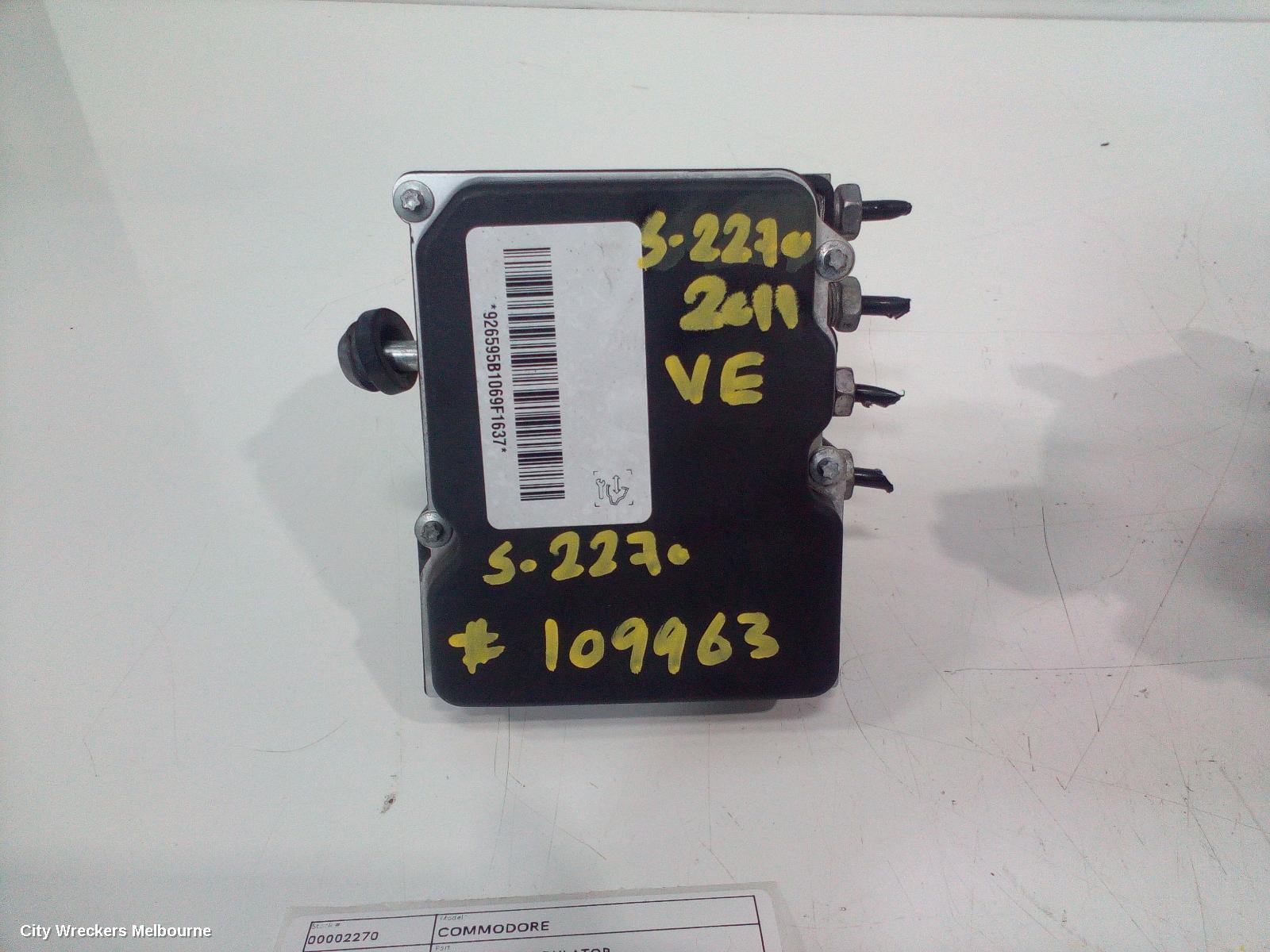 HOLDEN COMMODORE ABS PUMP/MODULATOR, VE, NON TRACTION CONTROL TYPE, 08/2006 - 04/2013