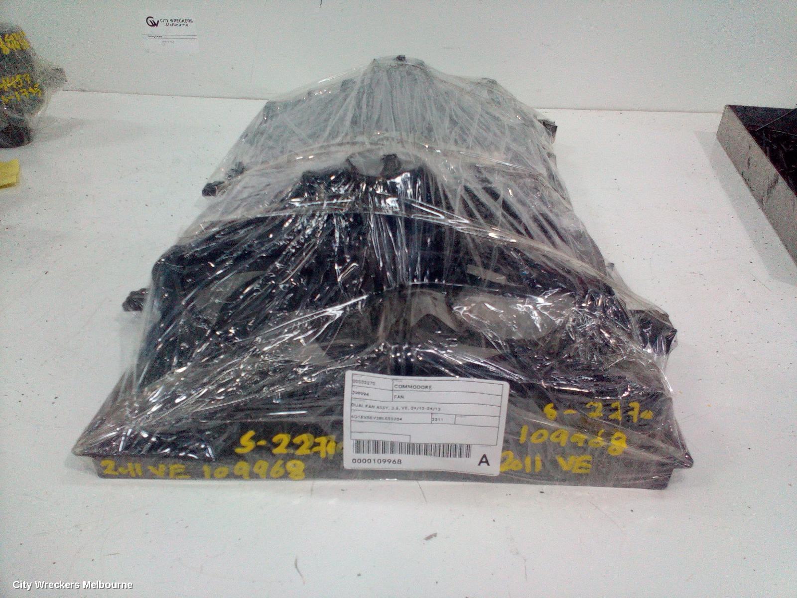 HOLDEN COMMODORE FAN, DUAL FAN ASSY, 3.6, VE, 09/2010 - 04/2013