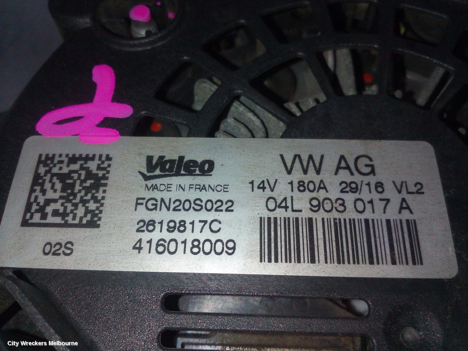 AUDI Q5 ALTERNATOR, DIESEL, 2.0, CNHA CODE, VALEO, 8R, 11/2012 - 01/2017