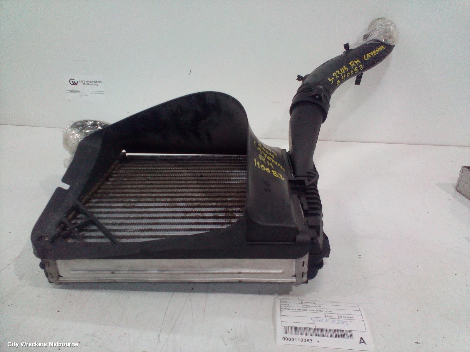 PORSCHE CAYENNE INTERCOOLER, PETROL, 4.5, RH SIDE, 9PA, 06/2003 - 12/2006