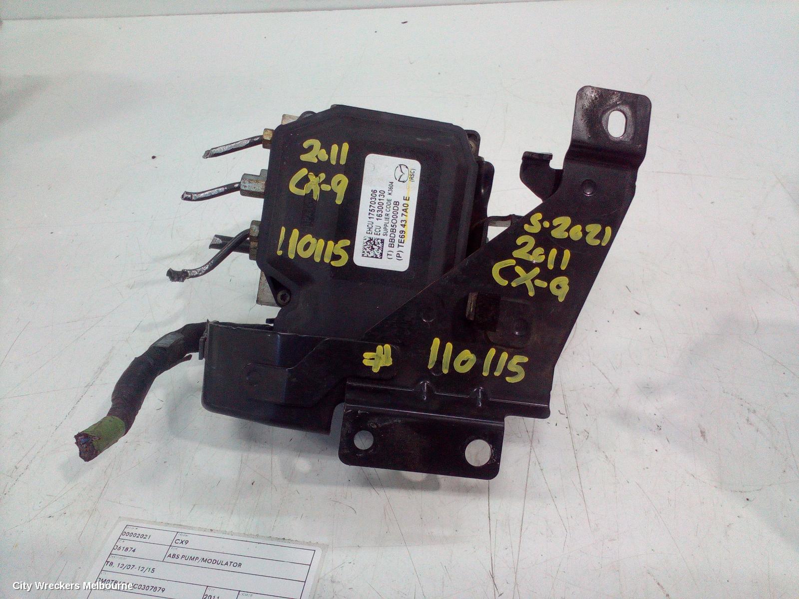 MAZDA CX9 ABS PUMP/MODULATOR, TB, 12/2007 - 12/2015