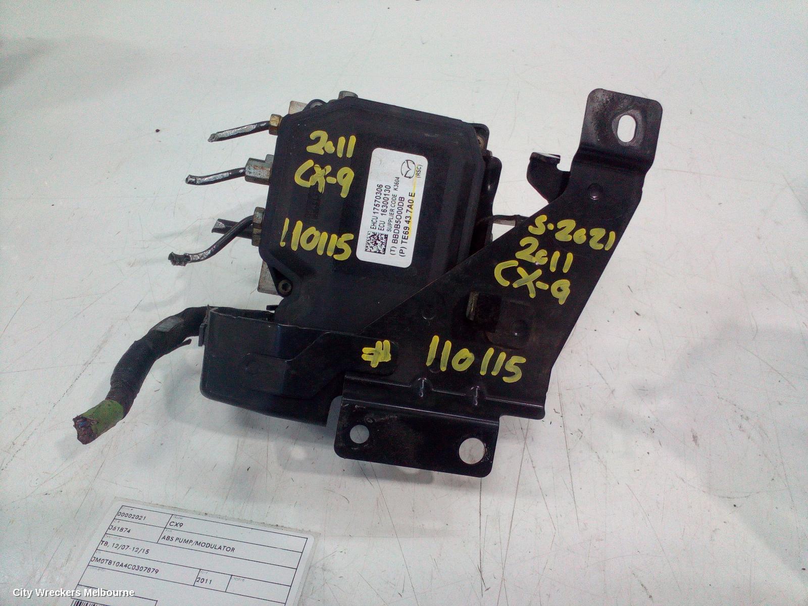 MAZDA CX9 ABS PUMP/MODULATOR, TB, 12/2007 - 12/2015